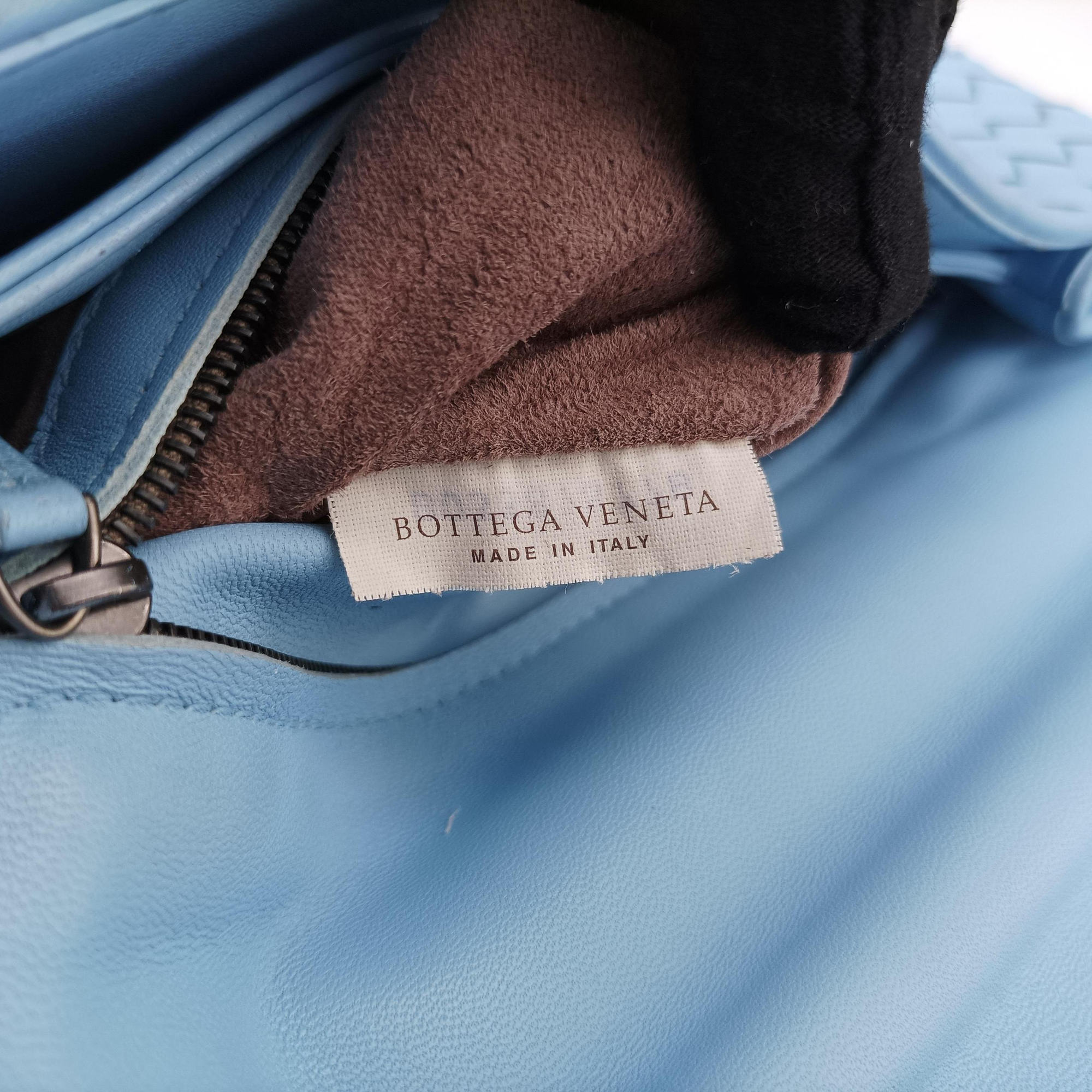 Pre-owned Bottega Veneta Intrecciato Olimpia Blue lambskin  shoulderbag | stylenewstar