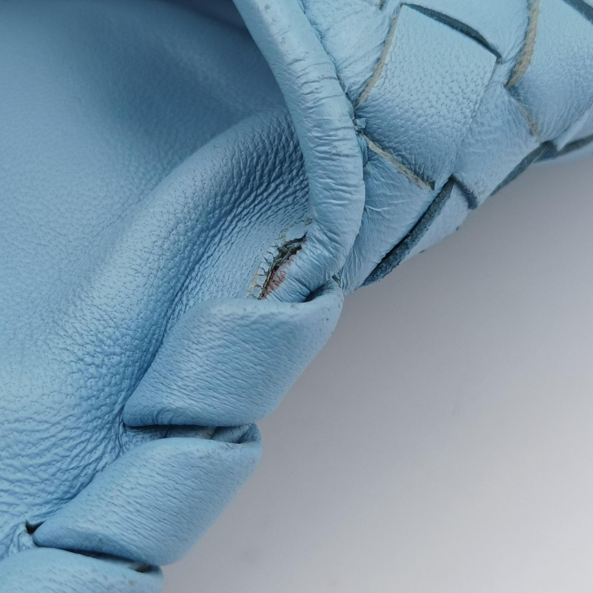 Pre-owned Bottega Veneta Intrecciato Olimpia Blue lambskin  shoulderbag | stylenewstar