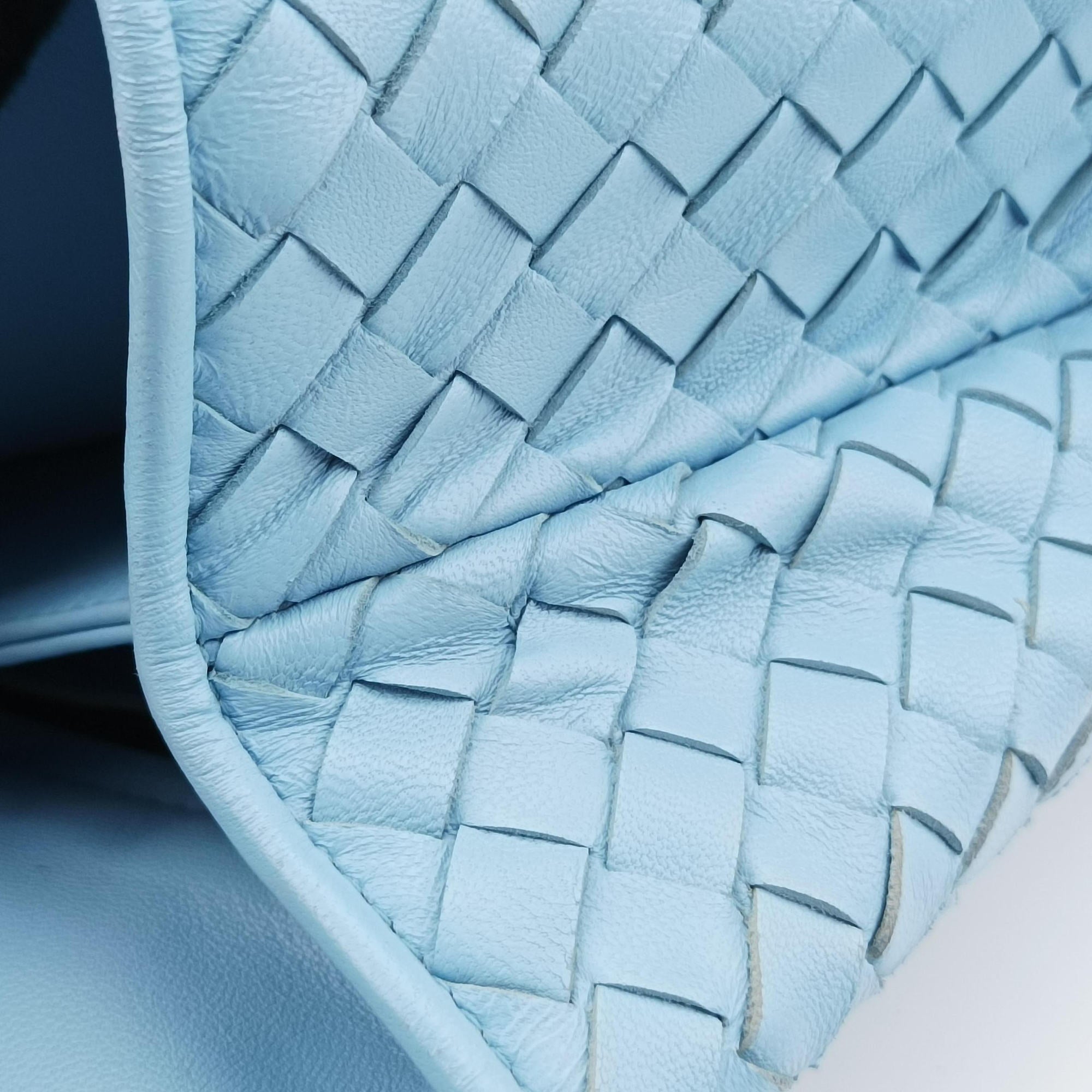 Pre-owned Bottega Veneta Intrecciato Olimpia Blue lambskin  shoulderbag | stylenewstar