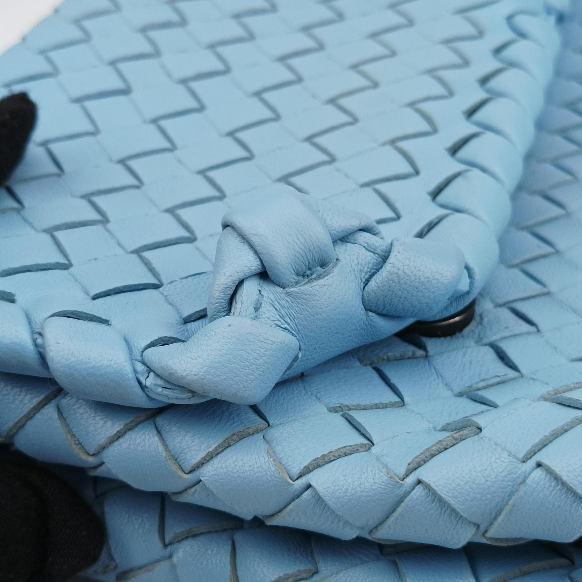 Pre-owned Bottega Veneta Intrecciato Olimpia Blue lambskin  shoulderbag | stylenewstar