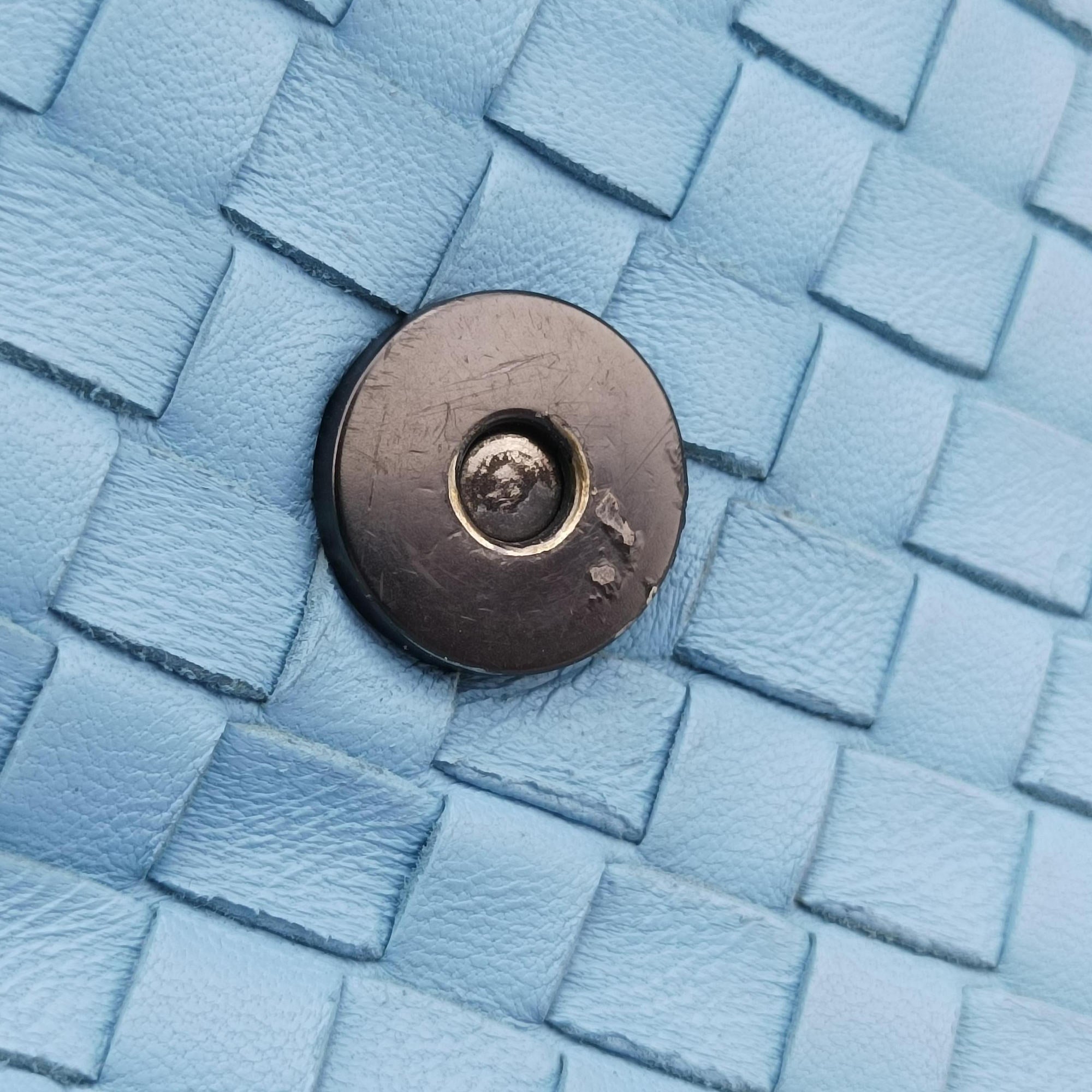 Pre-owned Bottega Veneta Intrecciato Olimpia Blue lambskin  shoulderbag | stylenewstar