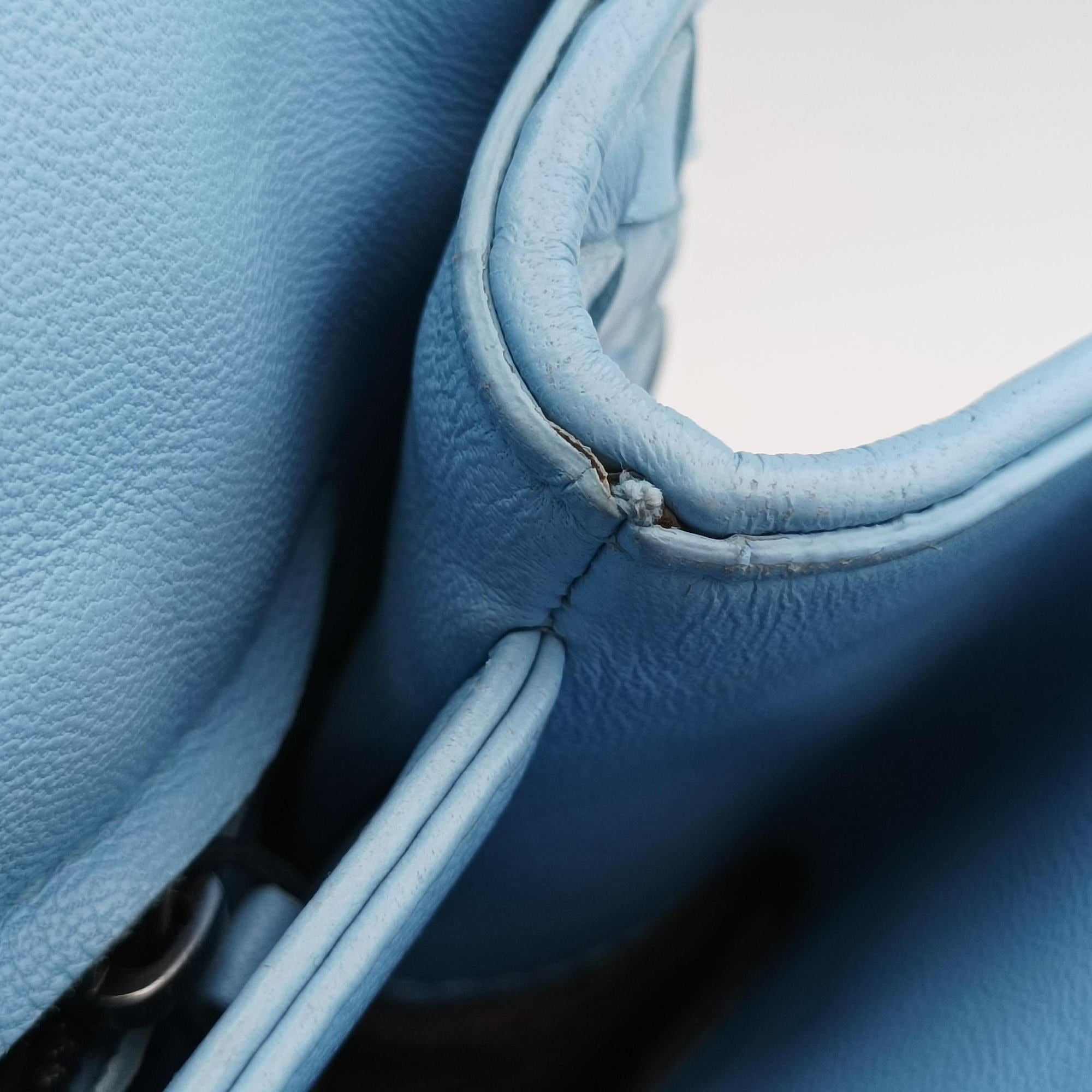 Pre-owned Bottega Veneta Intrecciato Olimpia Blue lambskin  shoulderbag | stylenewstar