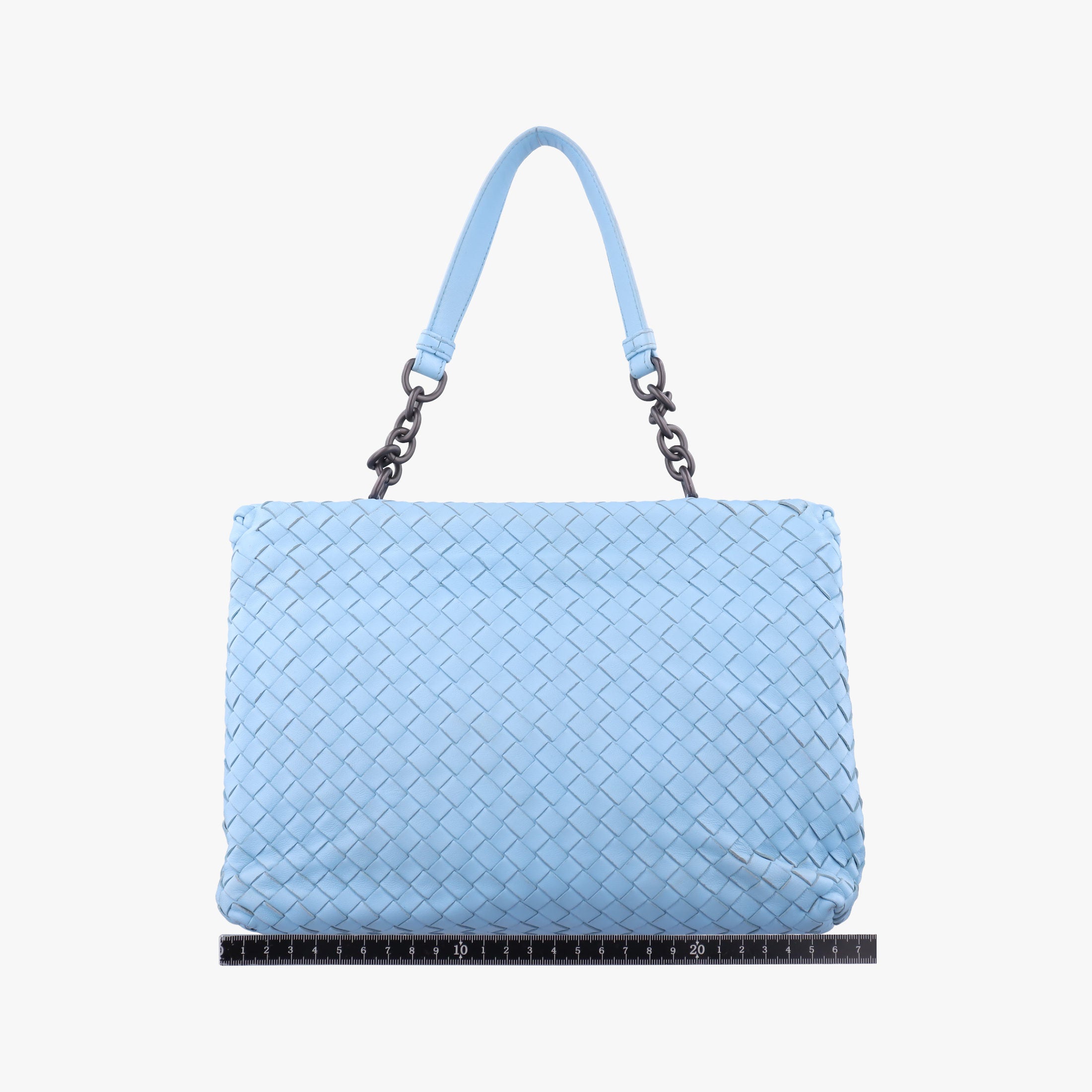 Pre-owned Bottega Veneta Intrecciato Olimpia Blue lambskin  shoulderbag | stylenewstar