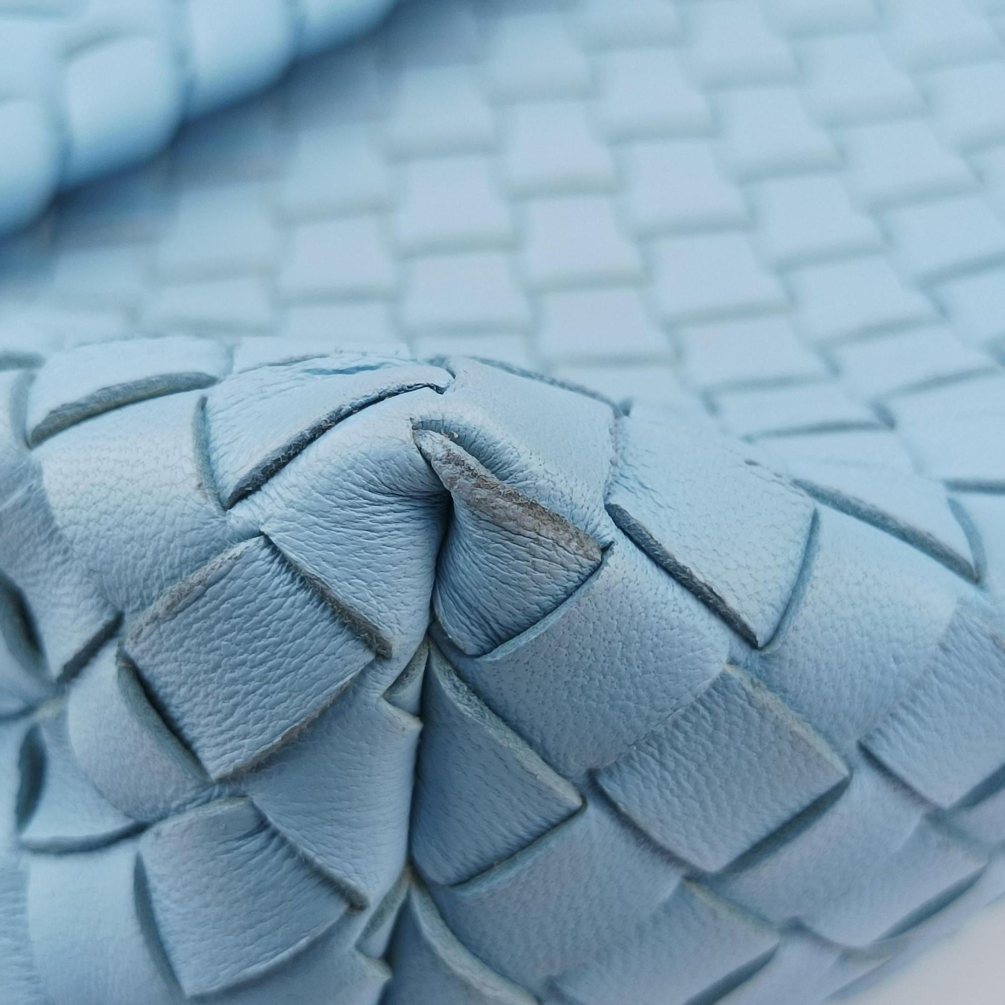 Pre-owned Bottega Veneta Intrecciato Olimpia Blue lambskin  shoulderbag | stylenewstar
