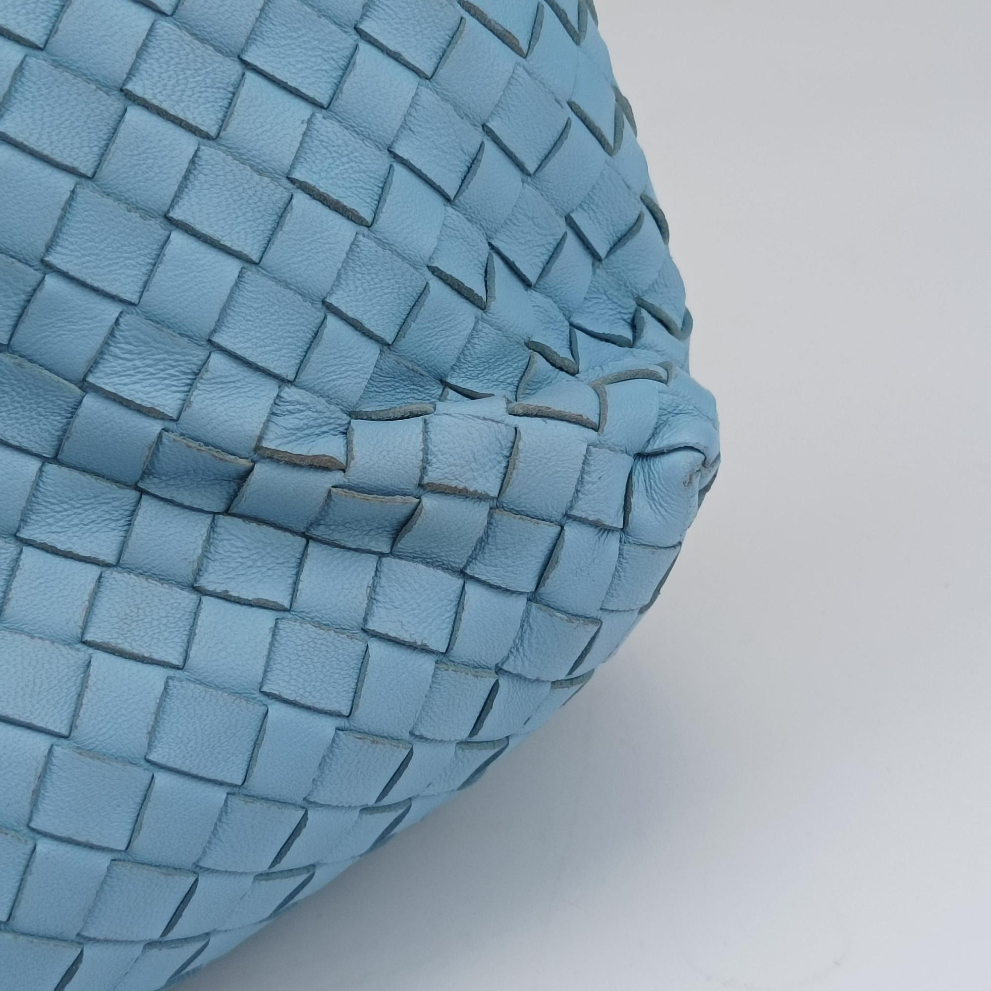 Pre-owned Bottega Veneta Intrecciato Olimpia Blue lambskin  shoulderbag | stylenewstar