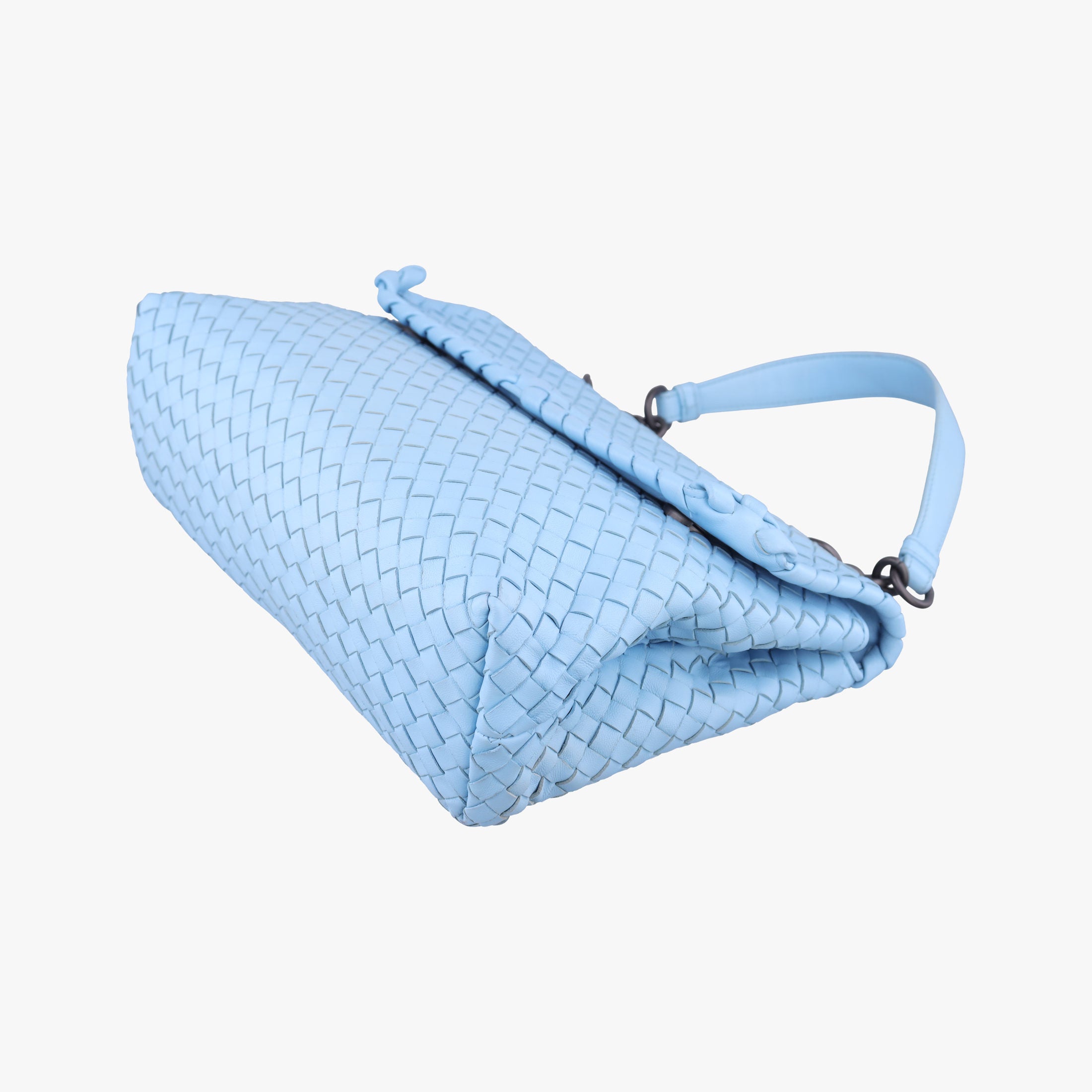 Pre-owned Bottega Veneta Intrecciato Olimpia Blue lambskin  shoulderbag | stylenewstar