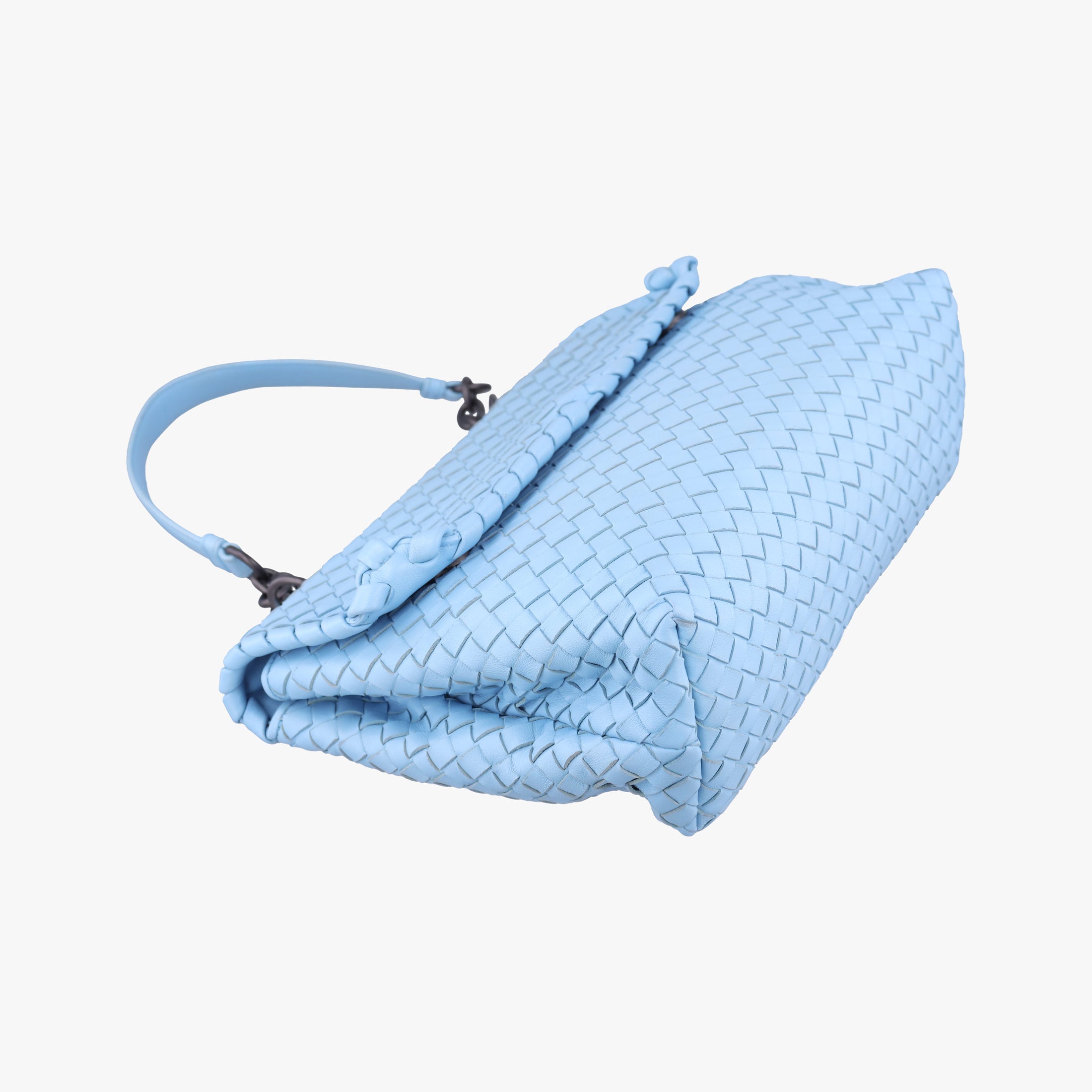 Pre-owned Bottega Veneta Intrecciato Olimpia Blue lambskin  shoulderbag | stylenewstar
