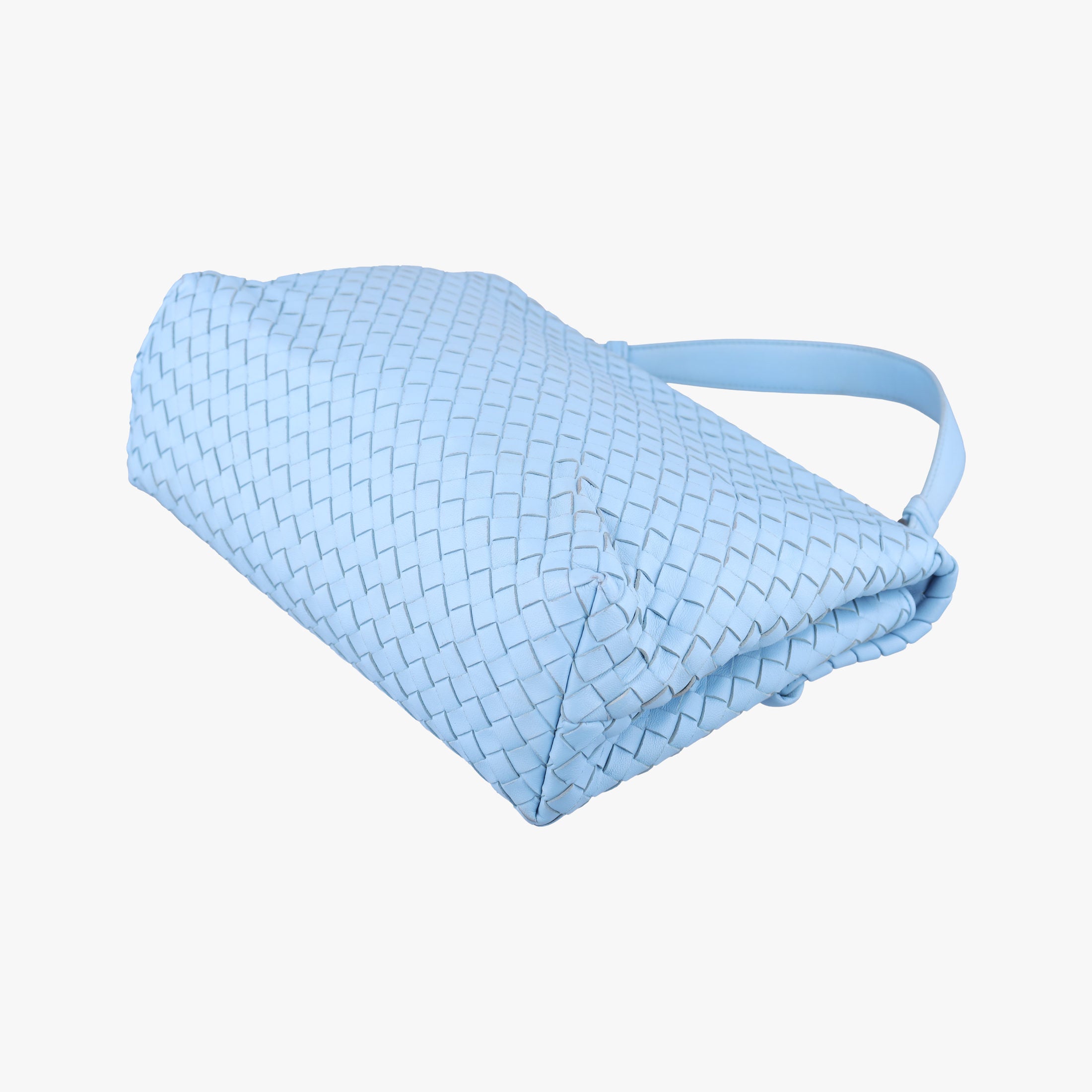 Pre-owned Bottega Veneta Intrecciato Olimpia Blue lambskin  shoulderbag | stylenewstar