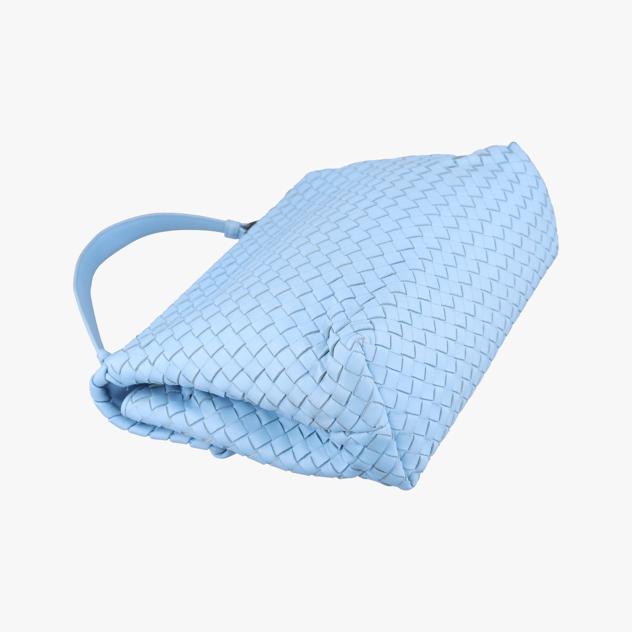 Pre-owned Bottega Veneta Intrecciato Olimpia Blue lambskin  shoulderbag | stylenewstar