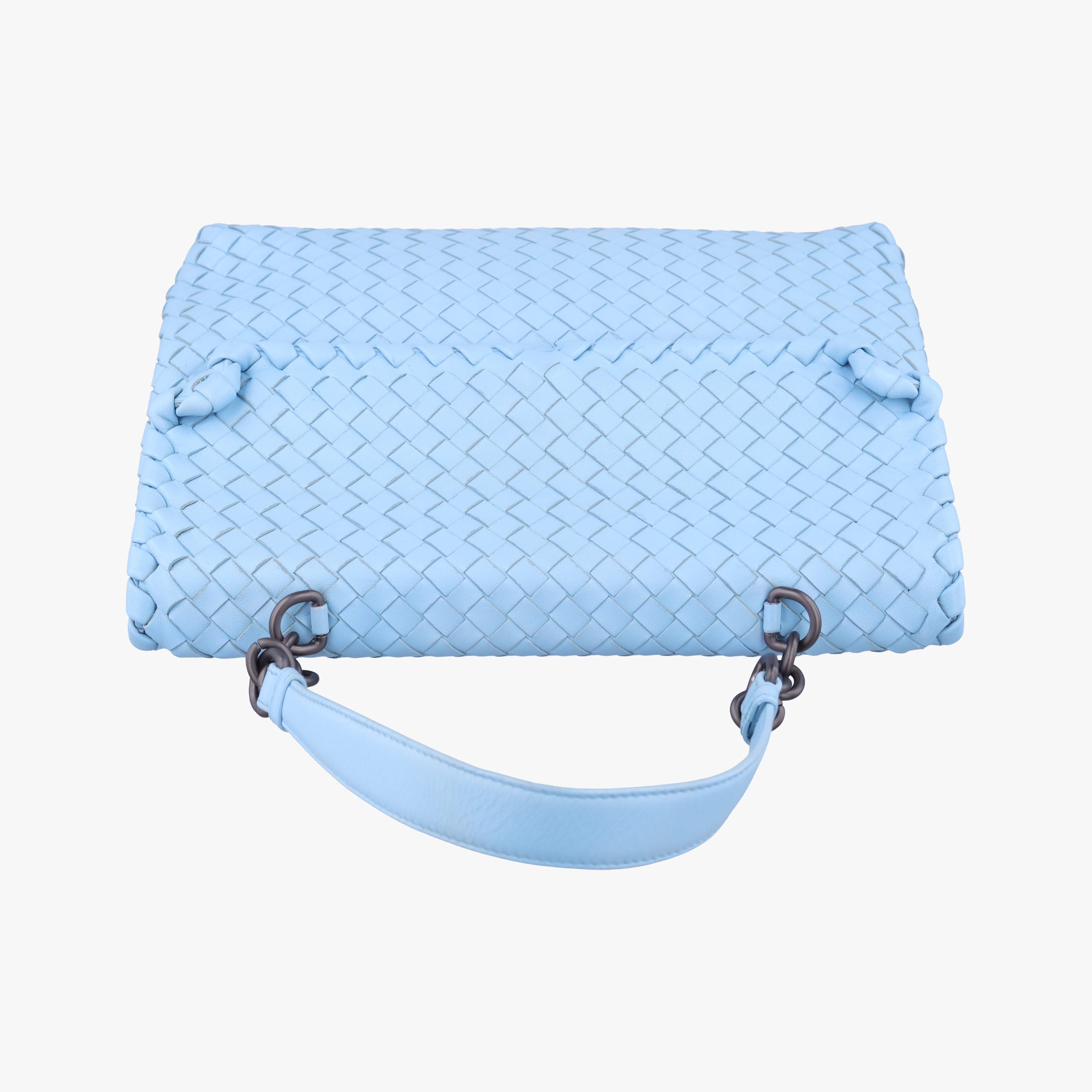 Pre-owned Bottega Veneta Intrecciato Olimpia Blue lambskin  shoulderbag | stylenewstar