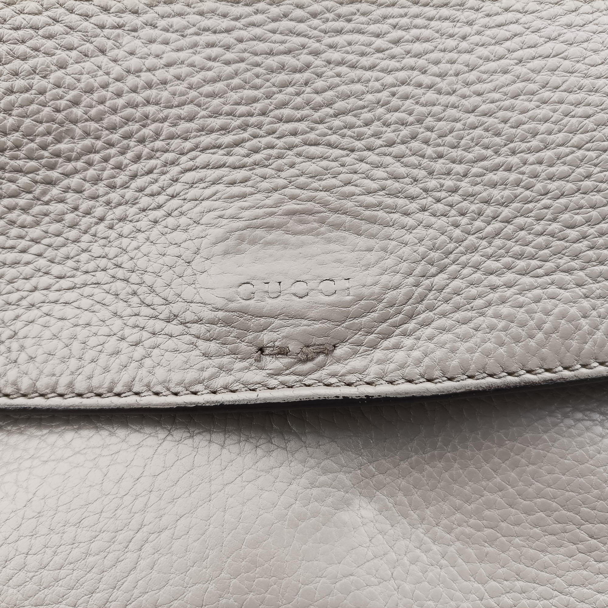 Pre-owned Gucci Bamboo Daily Grey Leather 370826 shoulderbag | stylenewstar