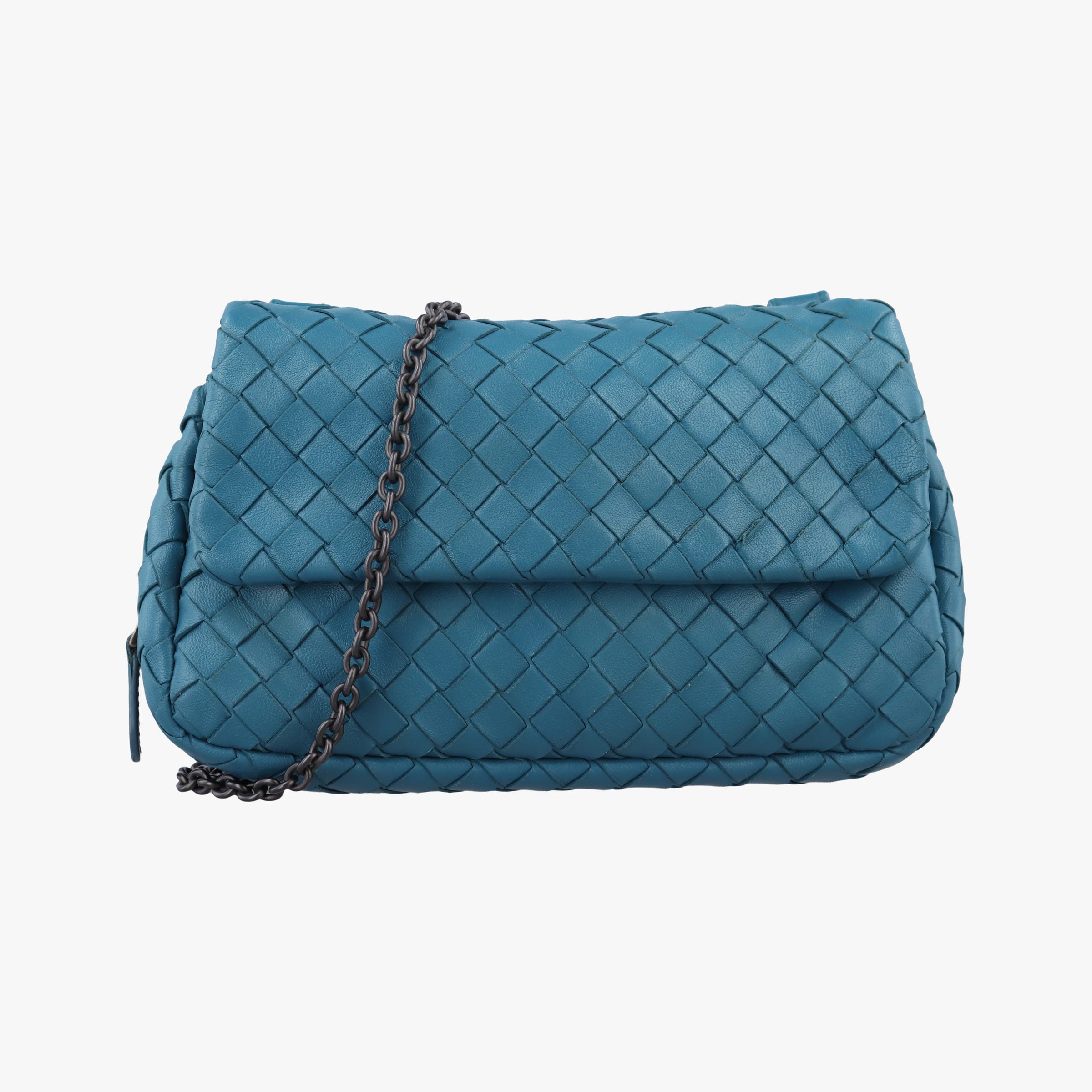 Pre-owned Bottega Veneta Intrecciato Blue lambskin  shoulderbag | stylenewstar