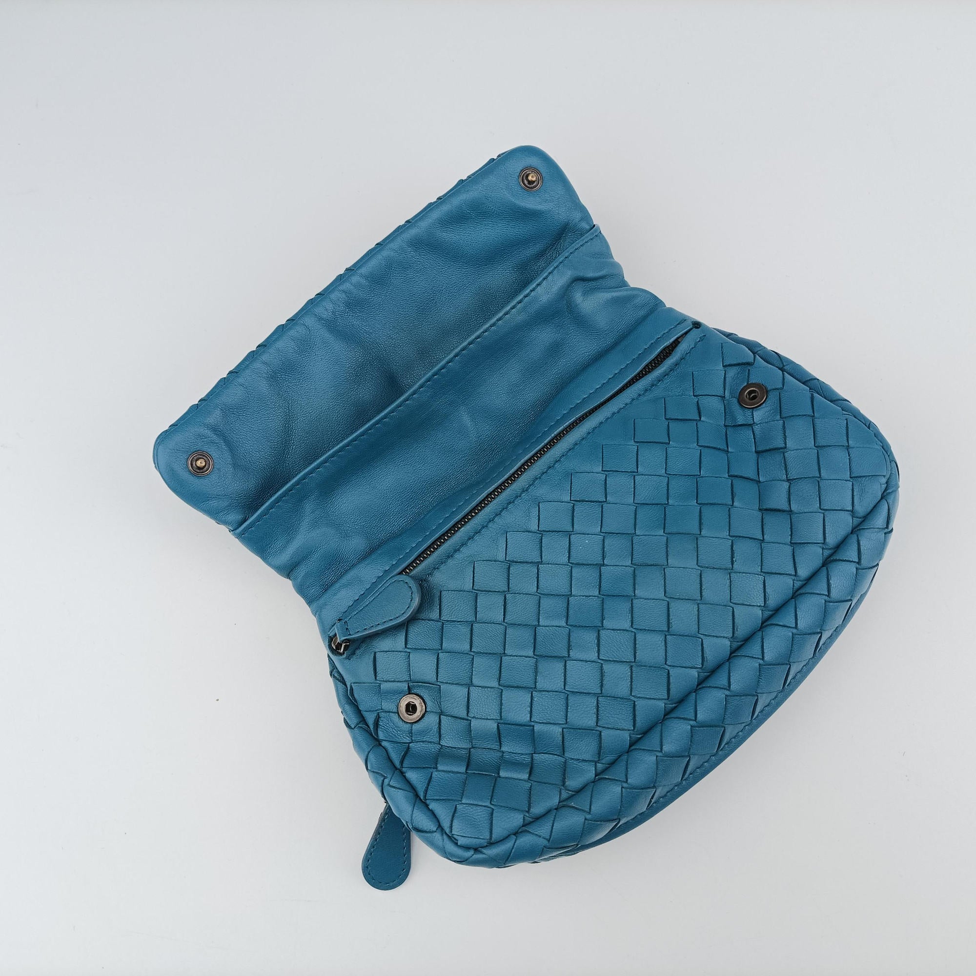 Pre-owned Bottega Veneta Intrecciato Blue lambskin  shoulderbag | stylenewstar