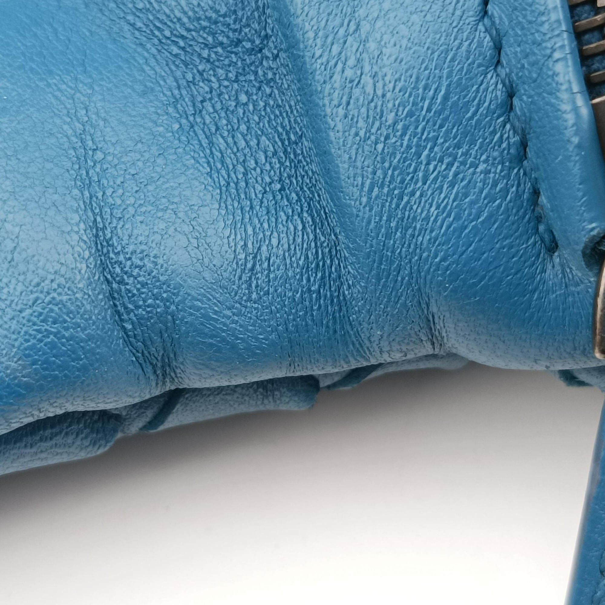 Pre-owned Bottega Veneta Intrecciato Blue lambskin  shoulderbag | stylenewstar