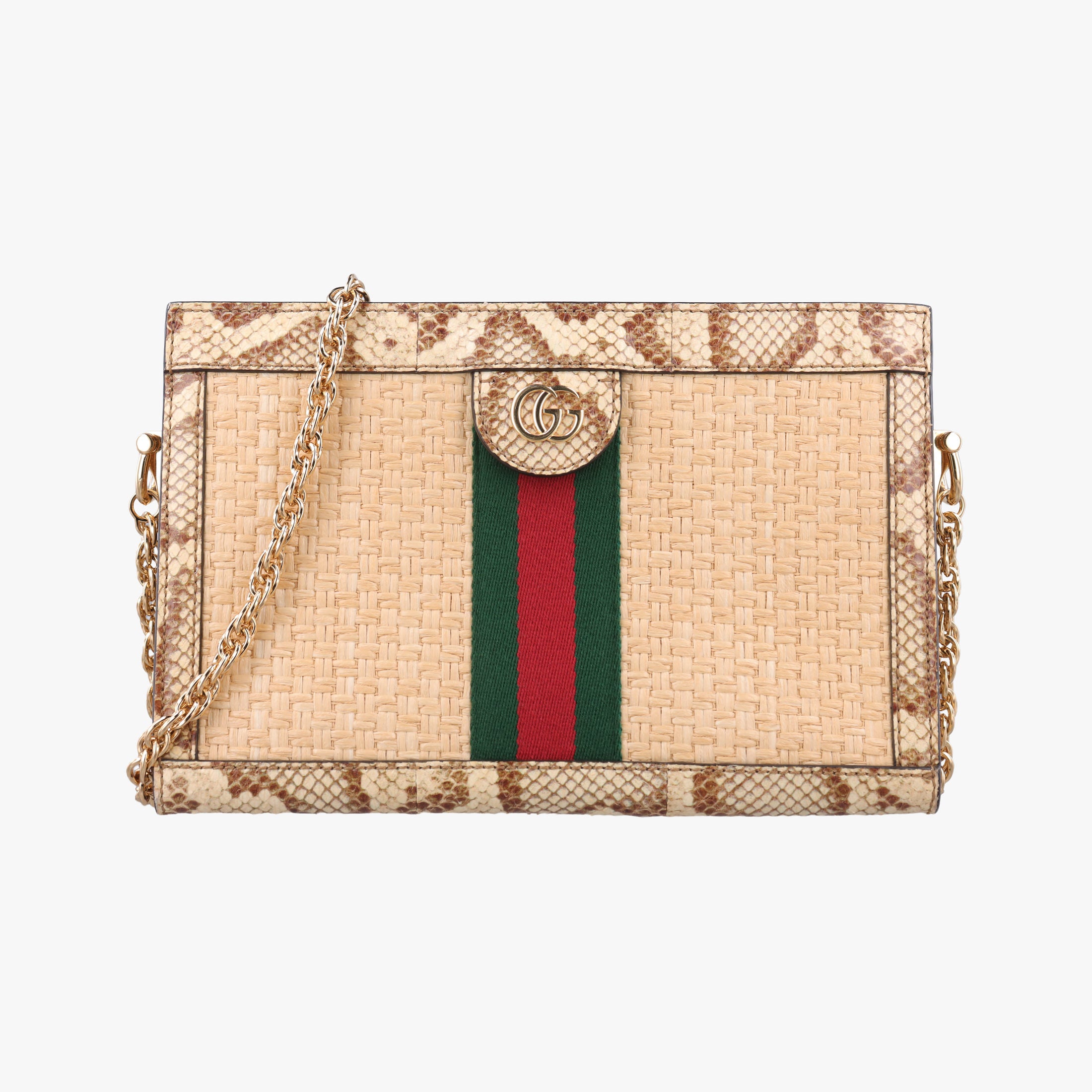 Pre-owned Gucci Ophidia Multicolour straw 503877 shoulderbag | stylenewstar