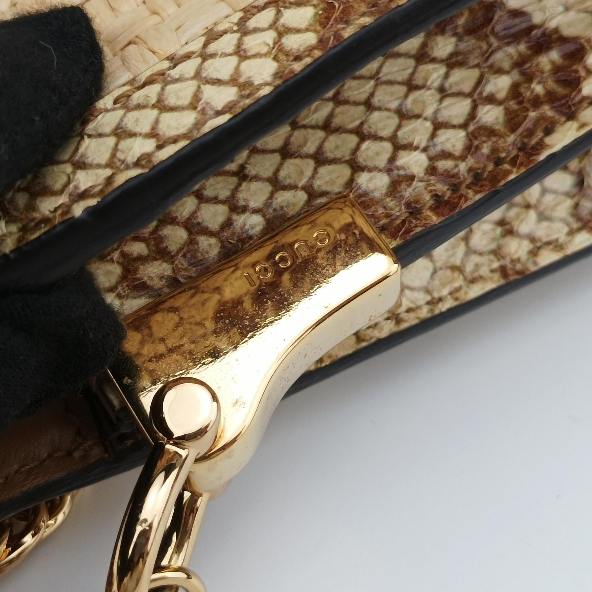Pre-owned Gucci Ophidia Multicolour straw 503877 shoulderbag | stylenewstar