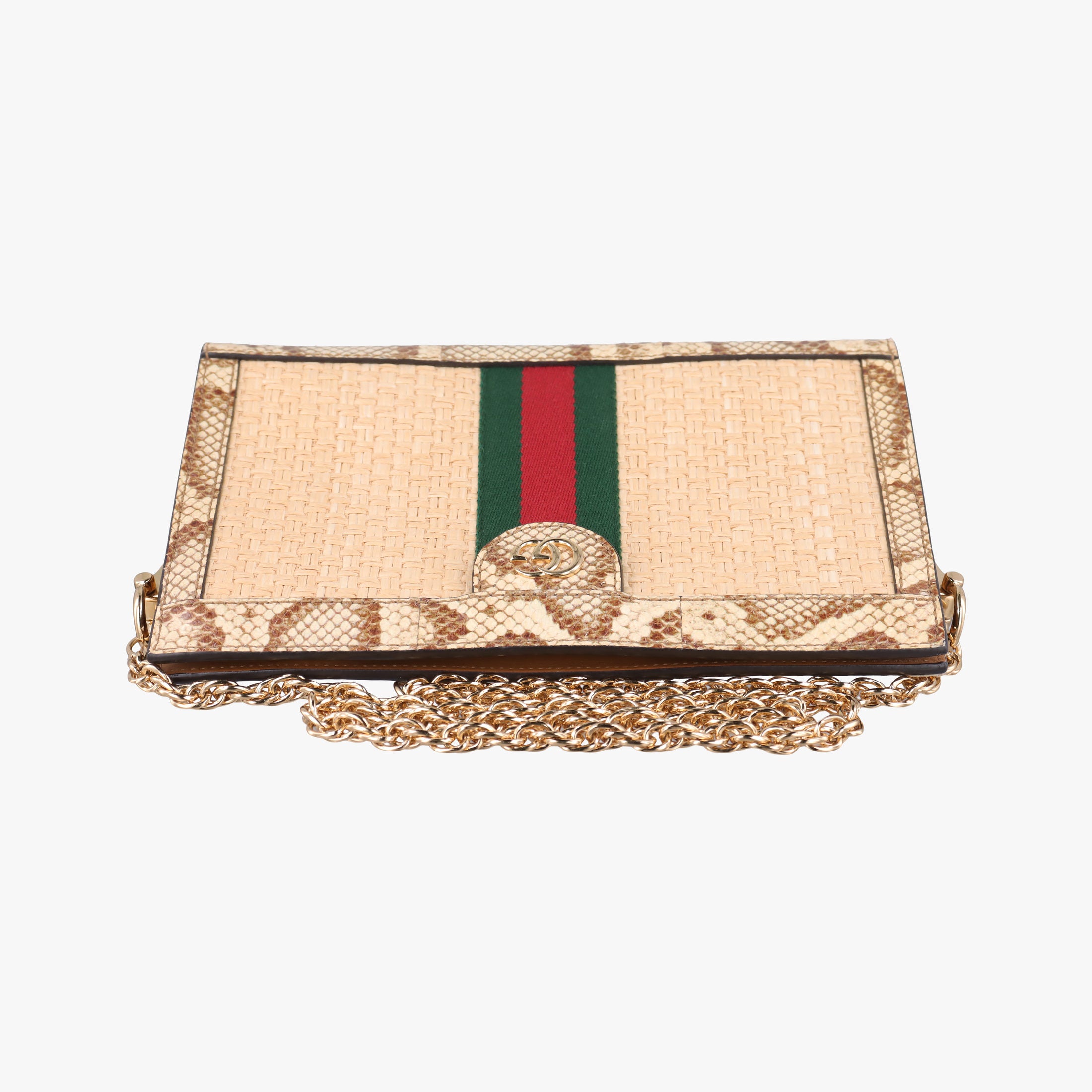 Pre-owned Gucci Ophidia Multicolour straw 503877 shoulderbag | stylenewstar