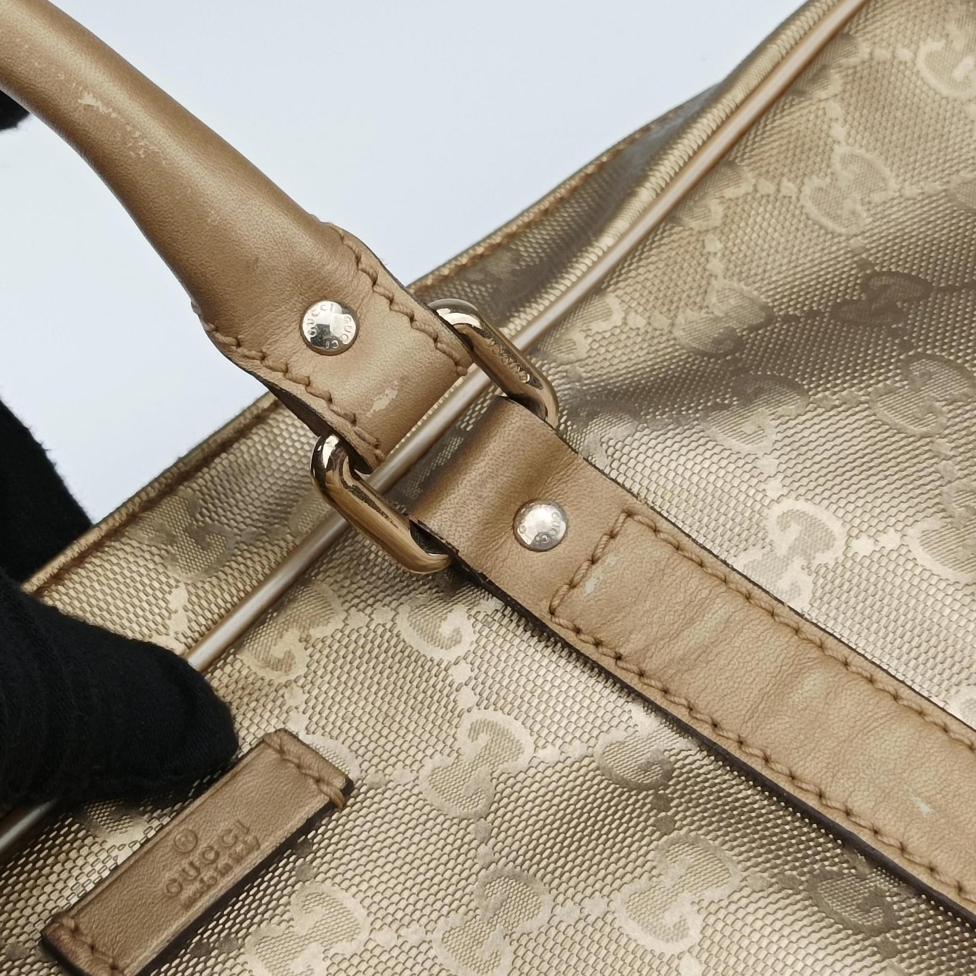 Pre-owned Gucci Diamante Golden PVC coated canvas 208463 handbag | stylenewstar