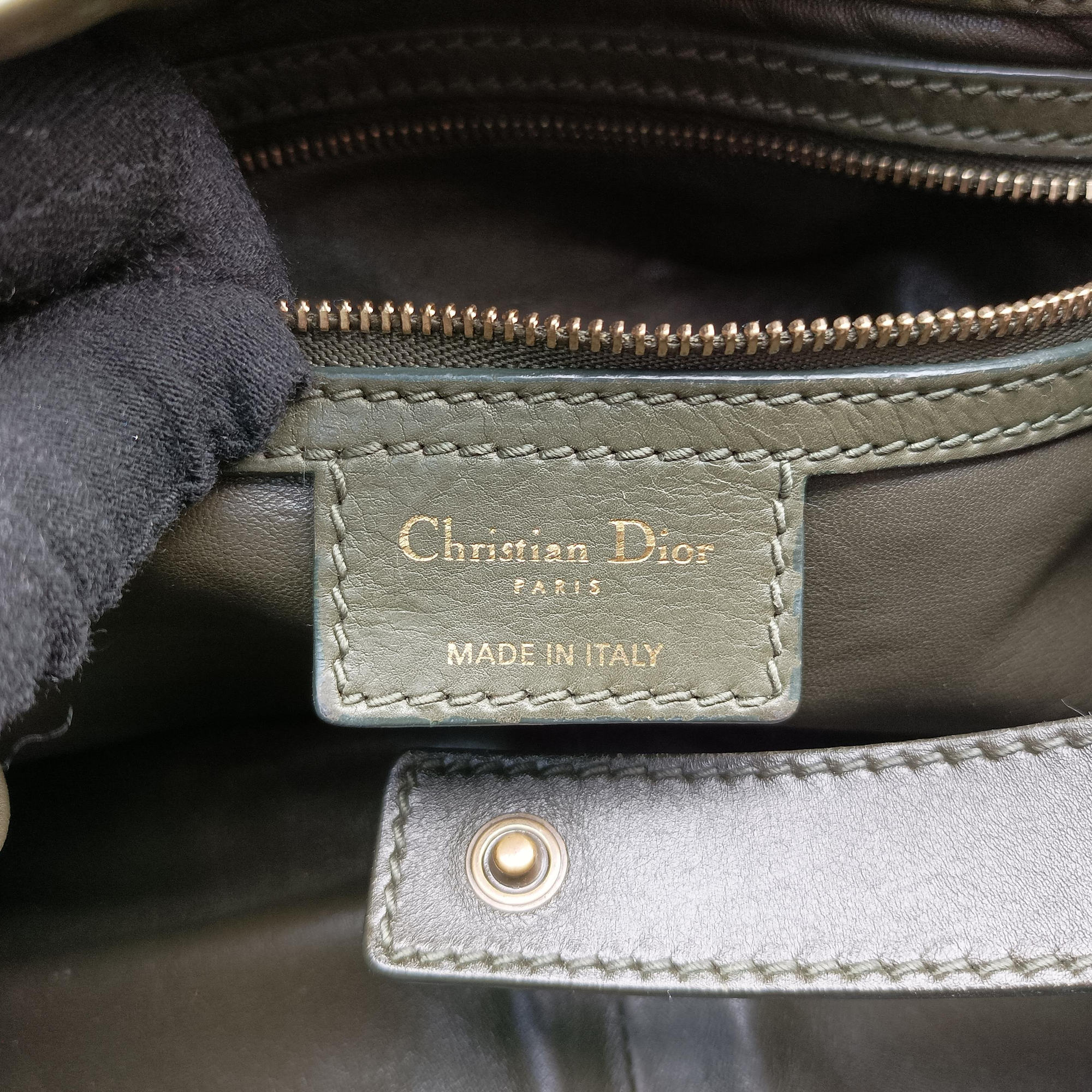 Secondhand Christian Dior Lattice Messenger Green leather  handbag | stylenewstar