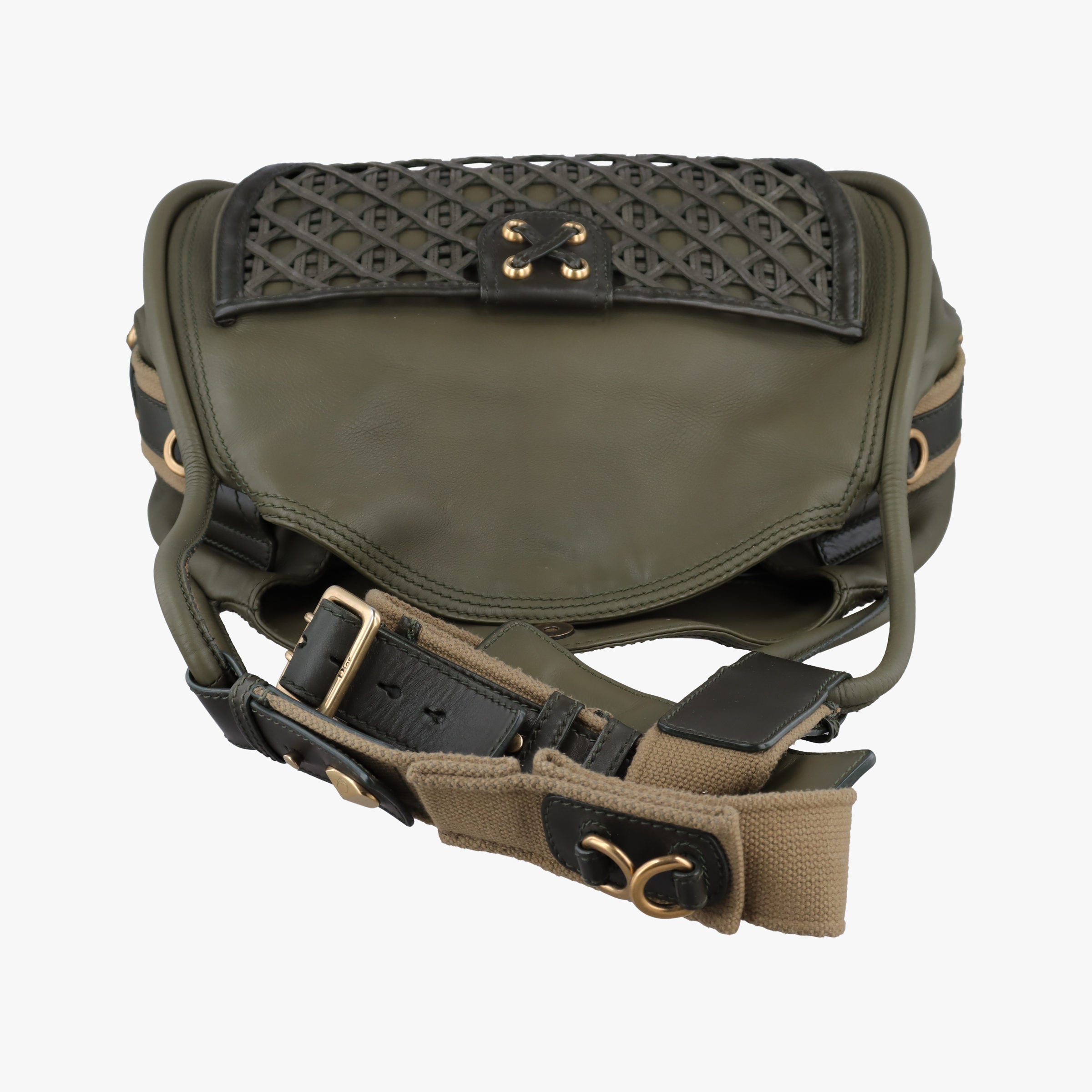 Secondhand Christian Dior Lattice Messenger Green leather  handbag | stylenewstar