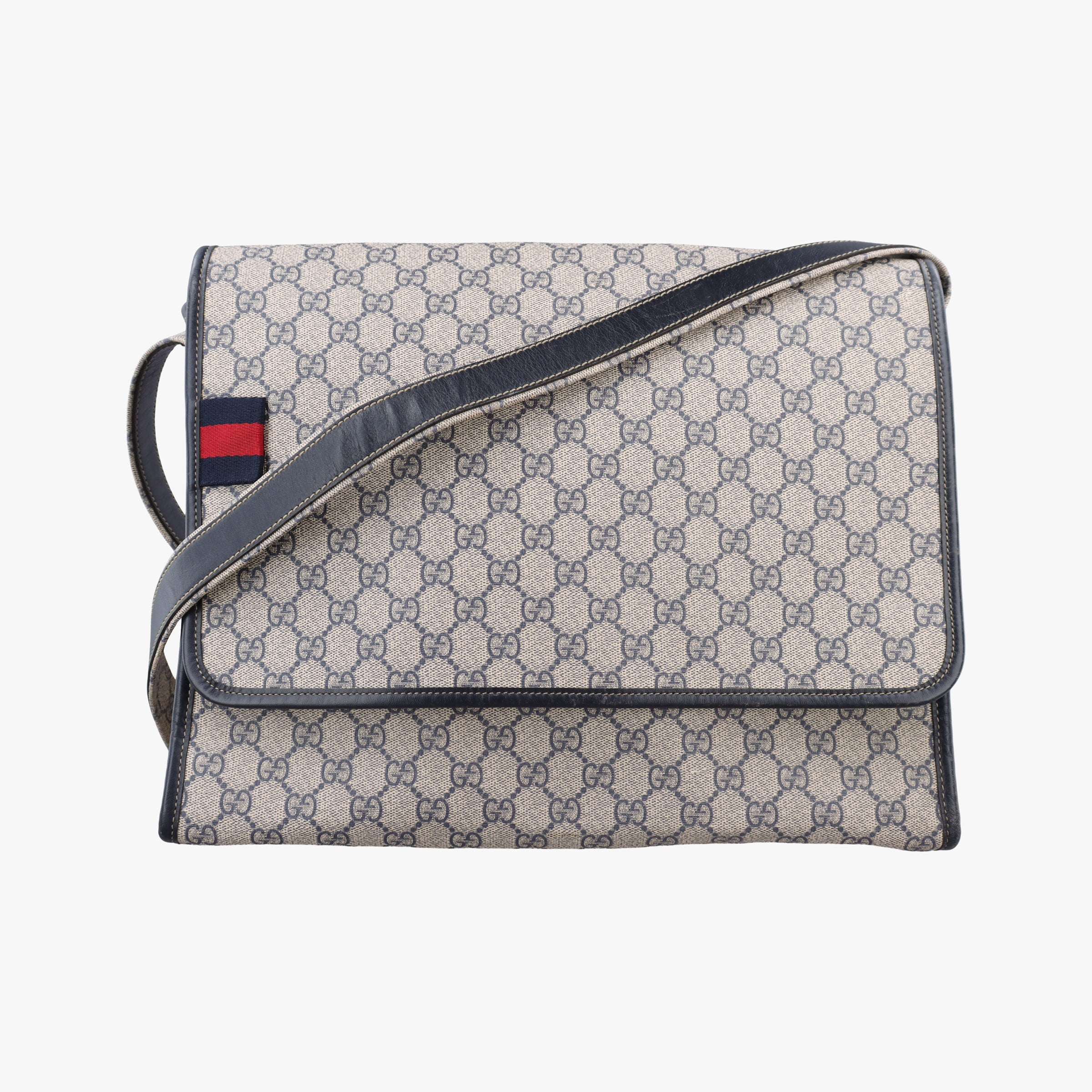 Pre-owned Gucci GG Supreme Messenger Bag Beige×black PVC coated canvas×Leather 246411 shoulderbag | stylenewstar