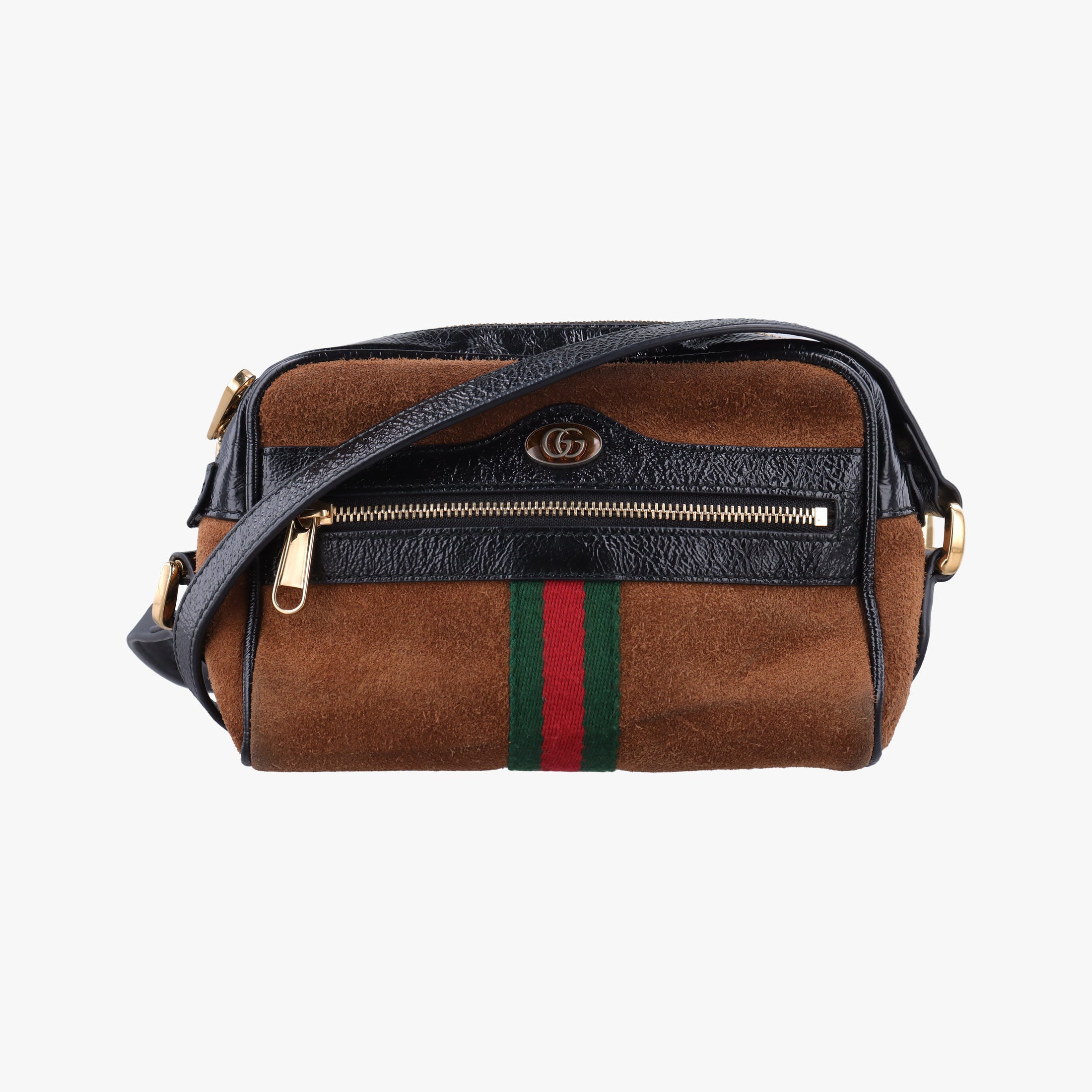 Pre-owned Gucci Ophidia Brown × Black Leather×Suede 573321 shoulderbag | stylenewstar