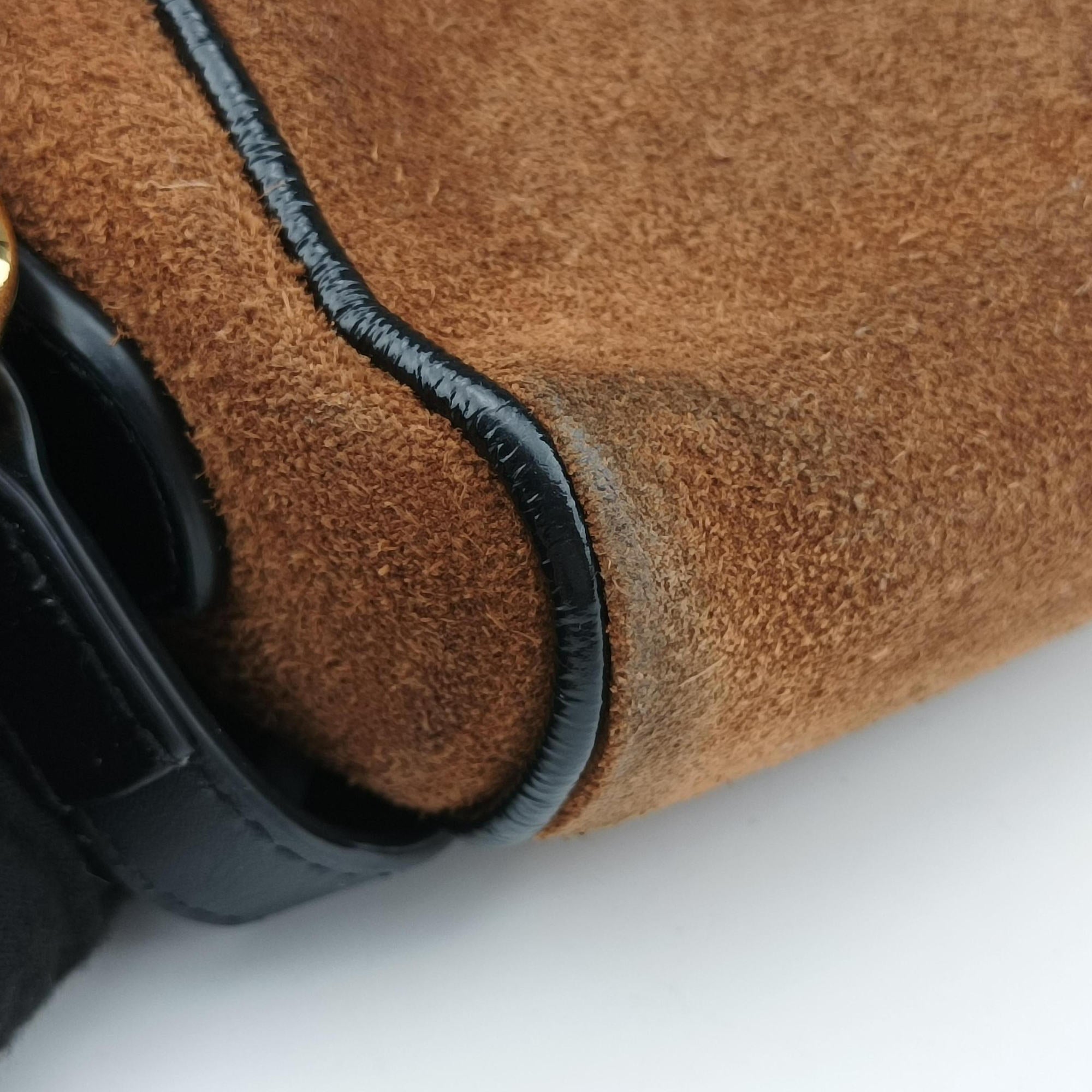 Pre-owned Gucci Ophidia Brown × Black Leather×Suede 573321 shoulderbag | stylenewstar