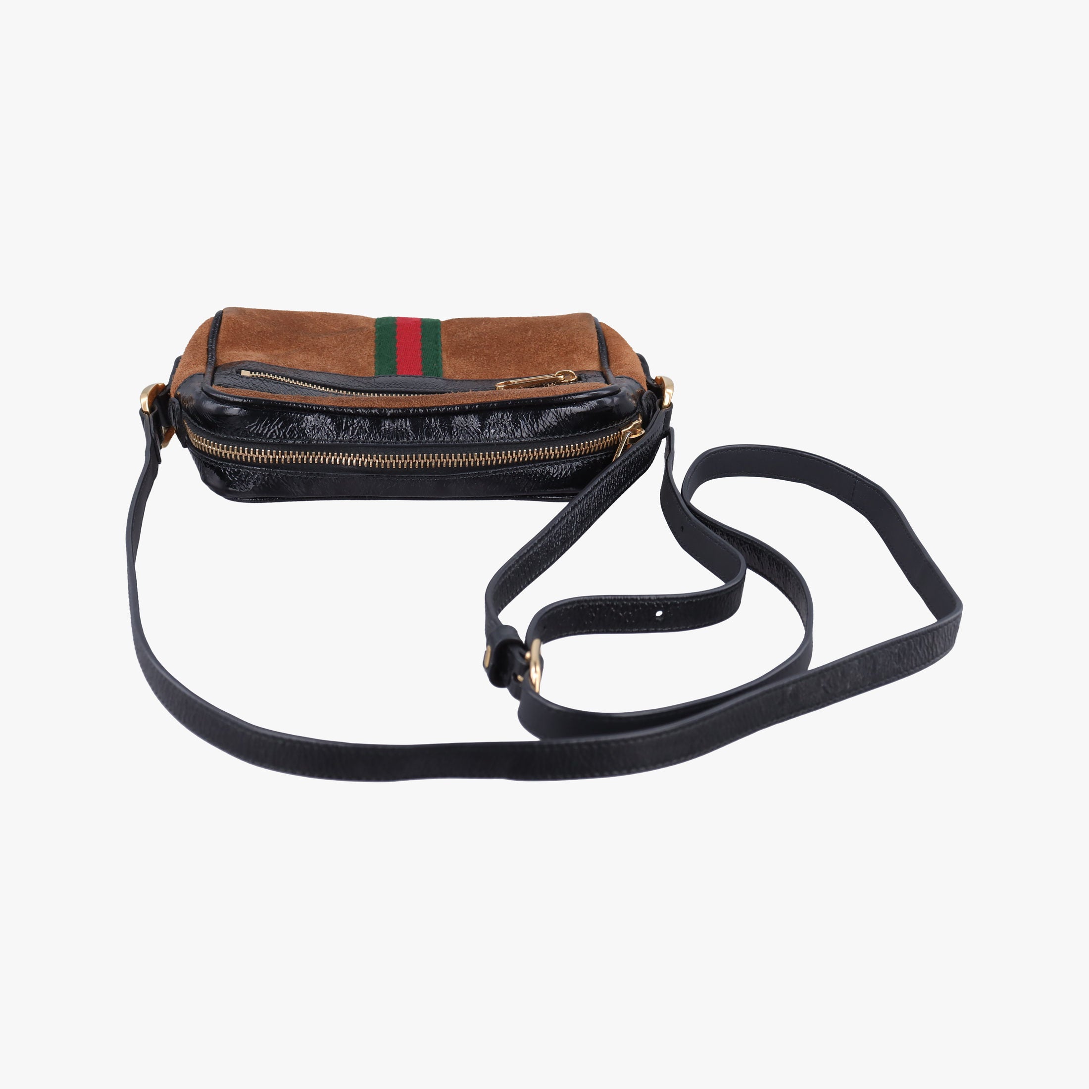 Pre-owned Gucci Ophidia Brown × Black Leather×Suede 573321 shoulderbag | stylenewstar