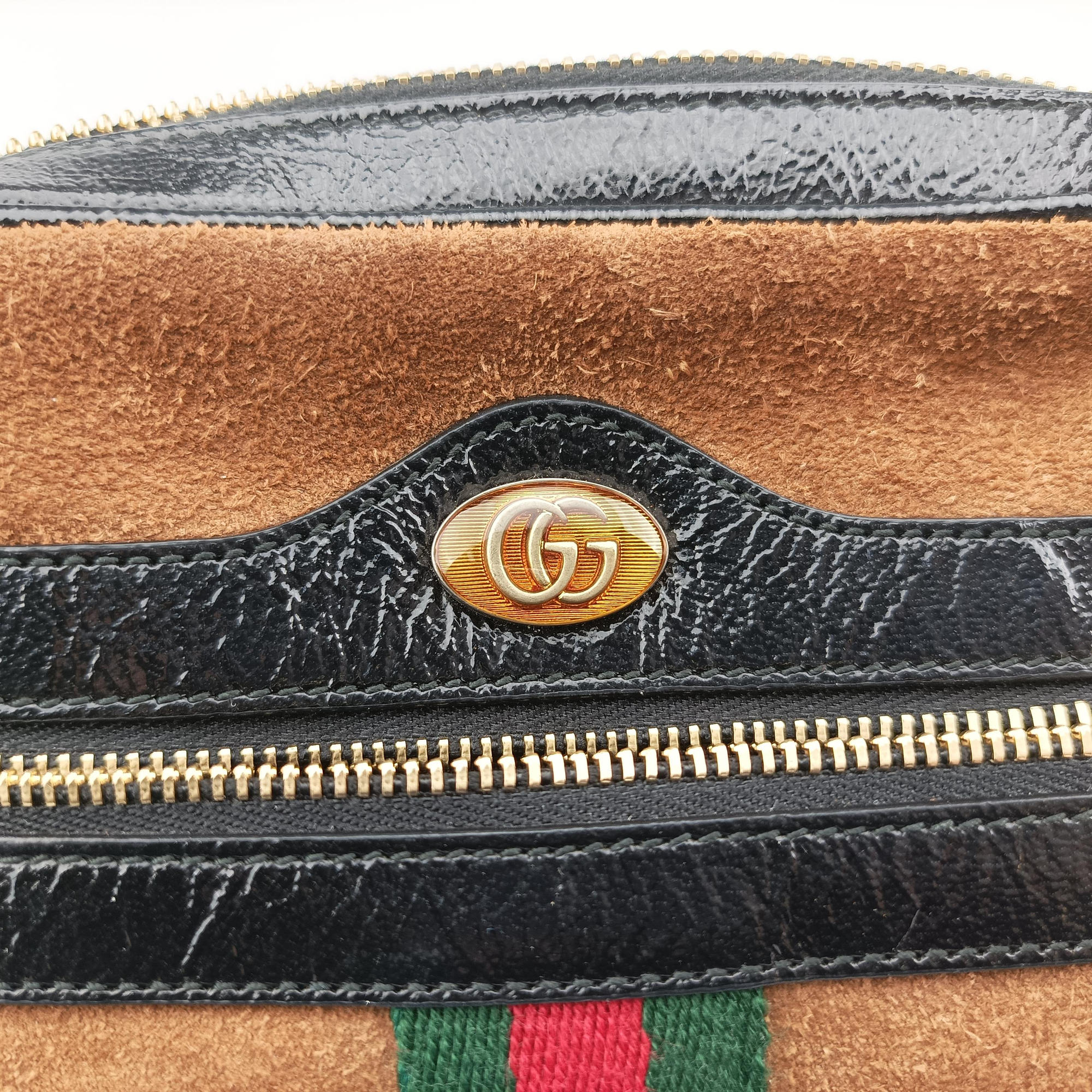 Pre-owned Gucci Ophidia Brown×black×multi Leather × suede 573321 shoulderbag | stylenewstar