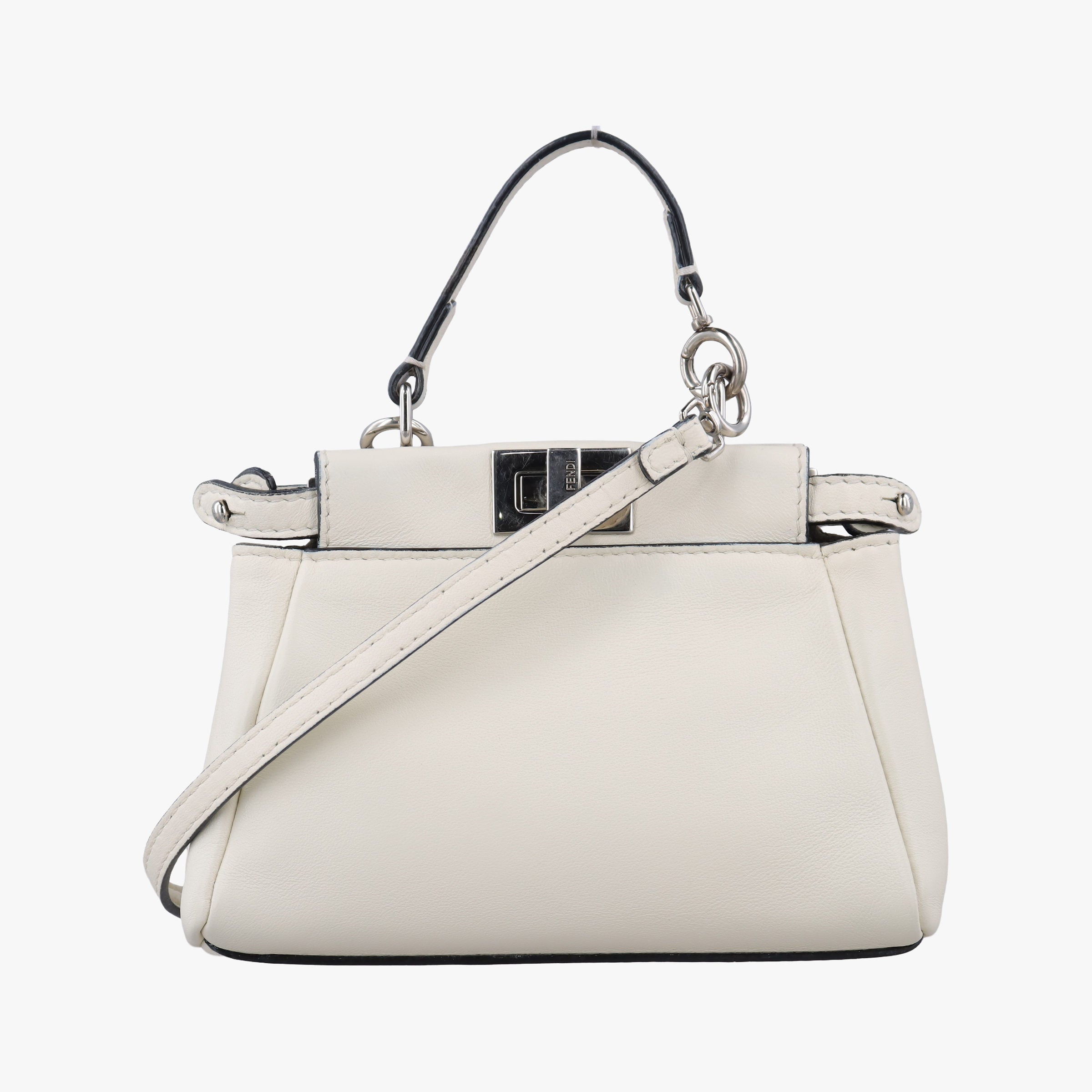 Vintage Fendi Micro Peekaboo White Leather 8M0355 shoulderbag | stylenewstar