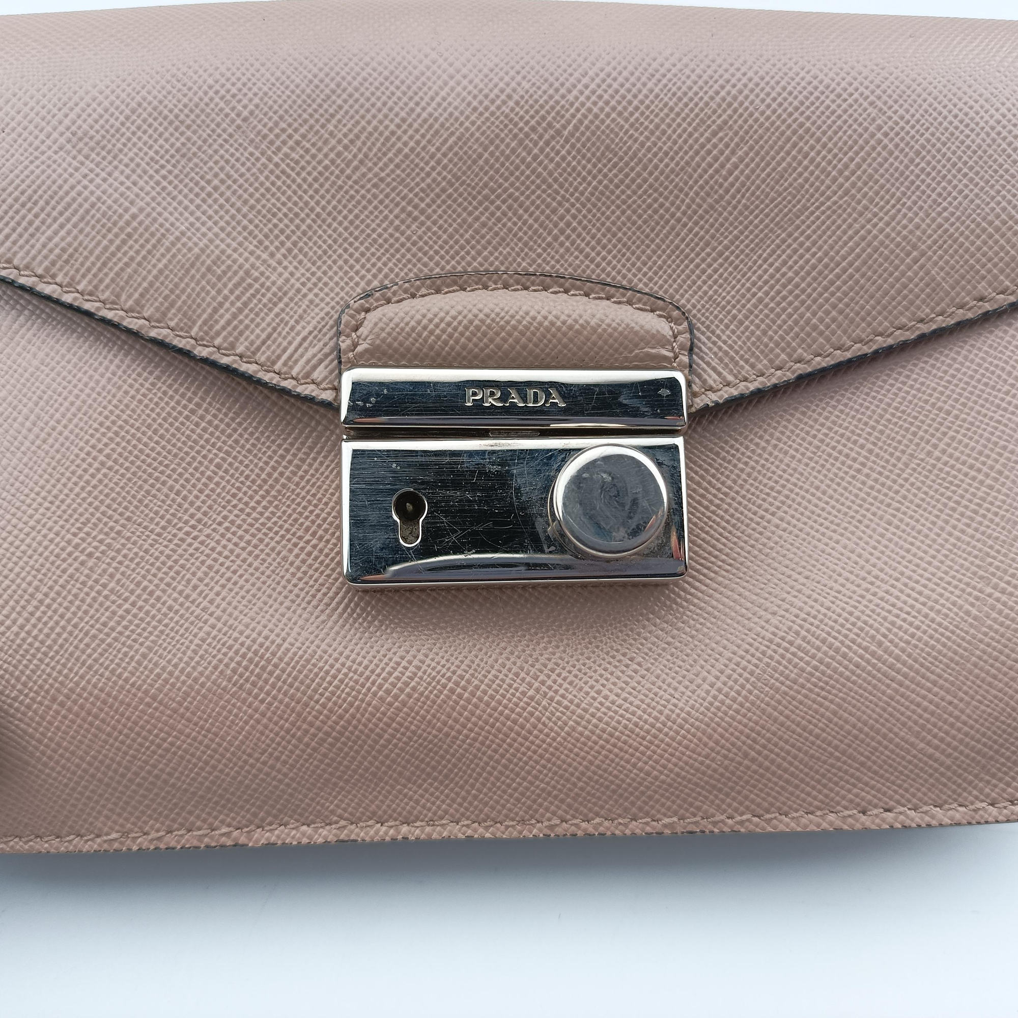 Pre-owned Prada Sound TAMARIS Pink SAFFIANO Leather BN2662 shoulderbag | stylenewstar