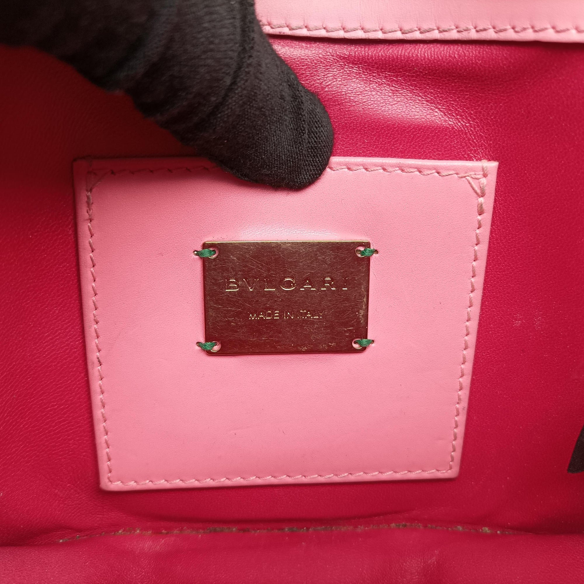 Pre-owned Bvlgari Serpenti Beige × Pink Galuchat Skin×Leather  shoulderbag | stylenewstar