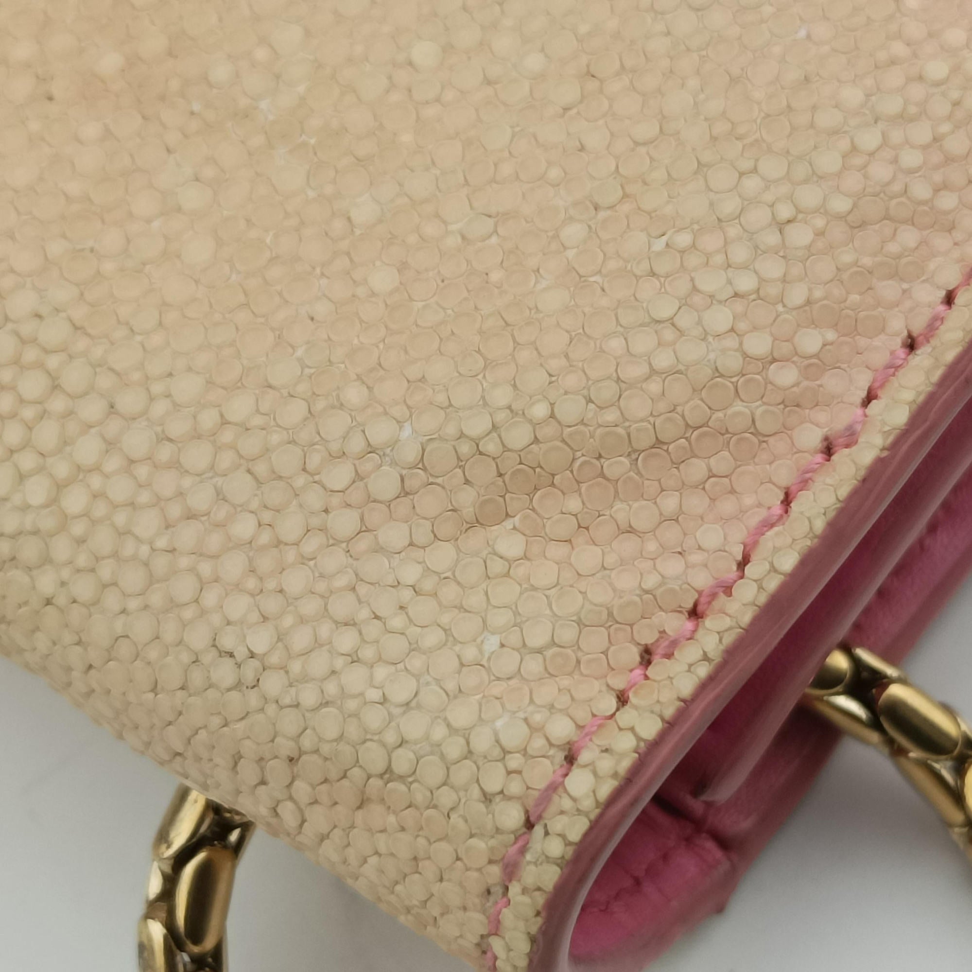 Pre-owned Bvlgari Serpenti Beige × Pink Galuchat Skin×Leather  shoulderbag | stylenewstar