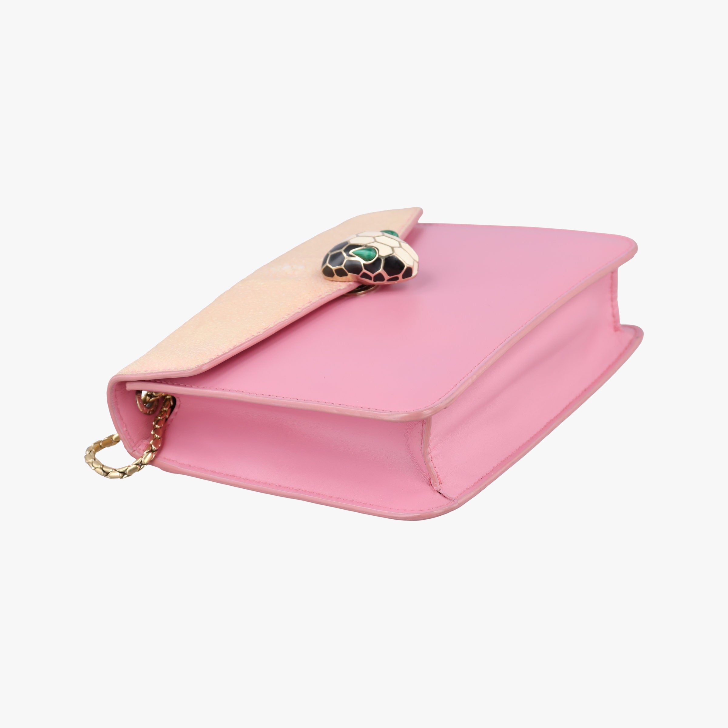 Pre-owned Bvlgari Serpenti Beige × Pink Galuchat Skin×Leather  shoulderbag | stylenewstar