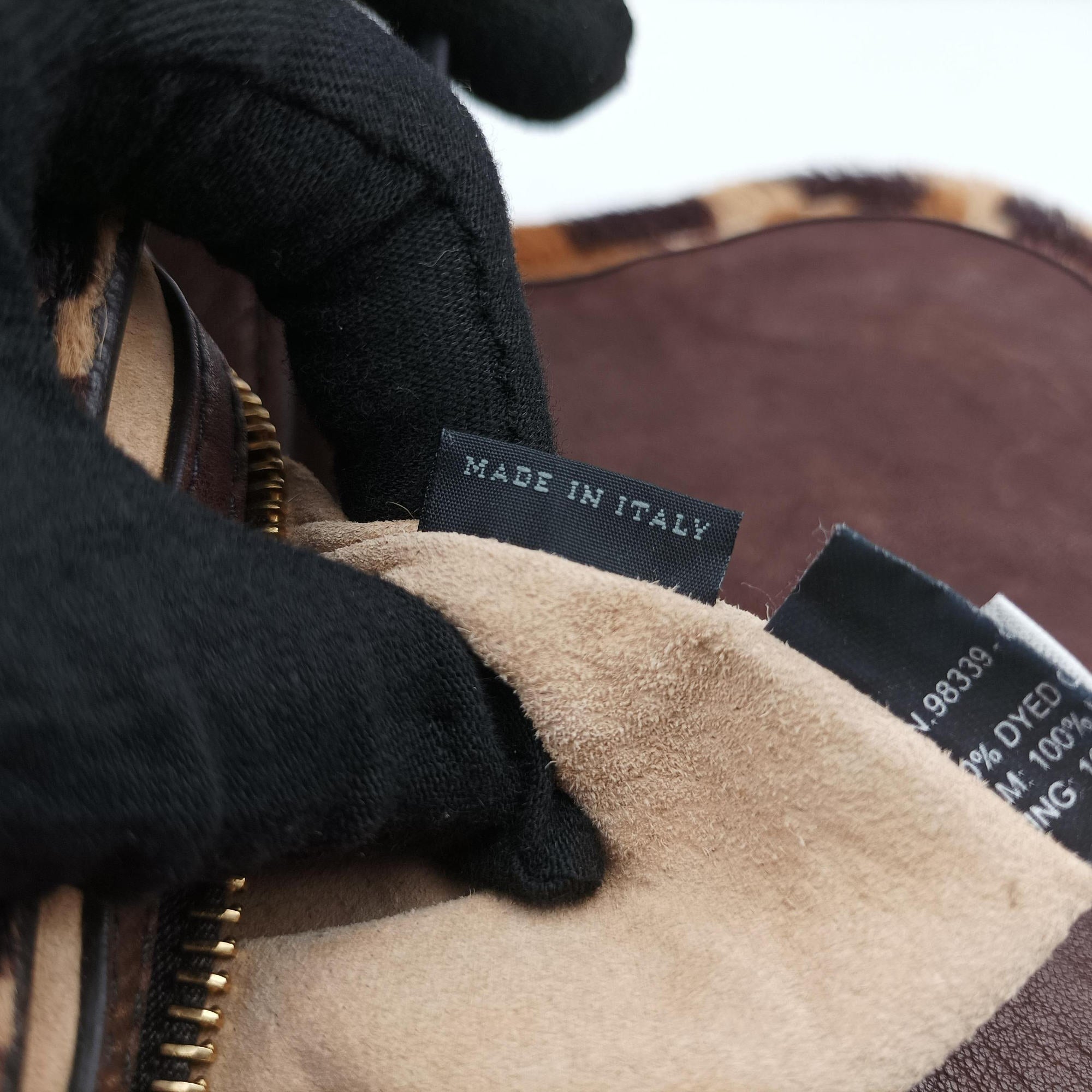 Pre-owned Prada Leopard Print Brown×Multicolour ponyhair  shoulderbag | stylenewstar