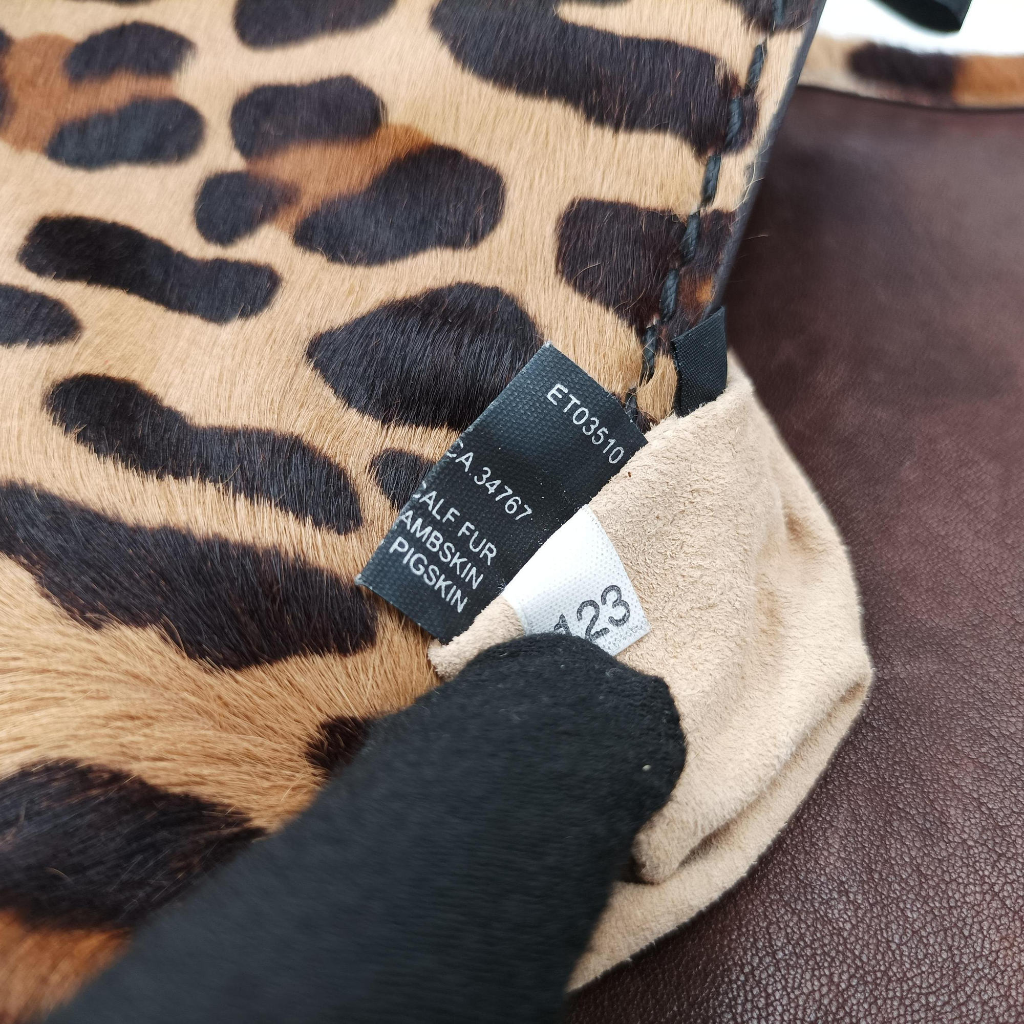 Pre-owned Prada Leopard Print Brown×Multicolour ponyhair  shoulderbag | stylenewstar
