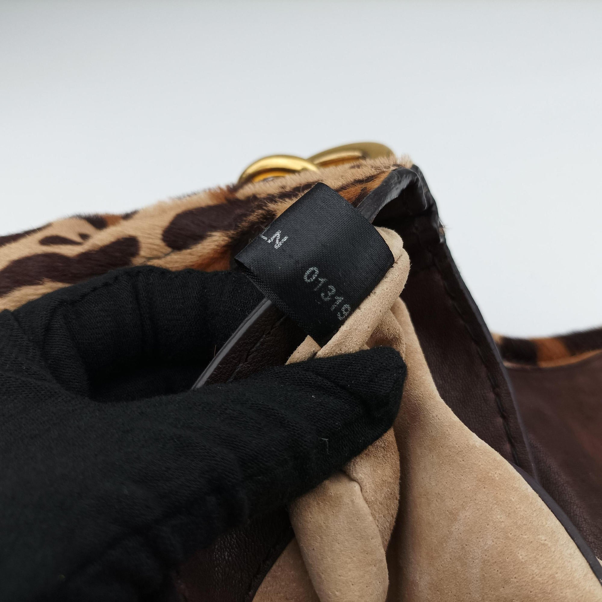 Pre-owned Prada Leopard Print Brown×Multicolour ponyhair  shoulderbag | stylenewstar