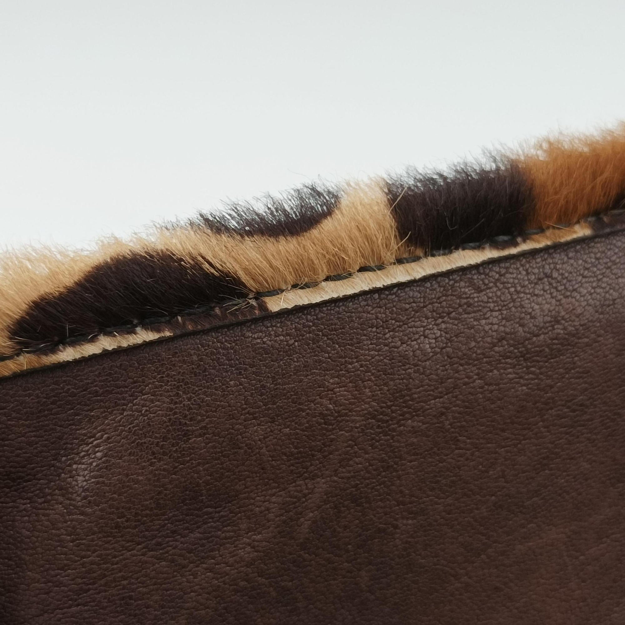 Pre-owned Prada Leopard Print Brown×Multicolour ponyhair  shoulderbag | stylenewstar