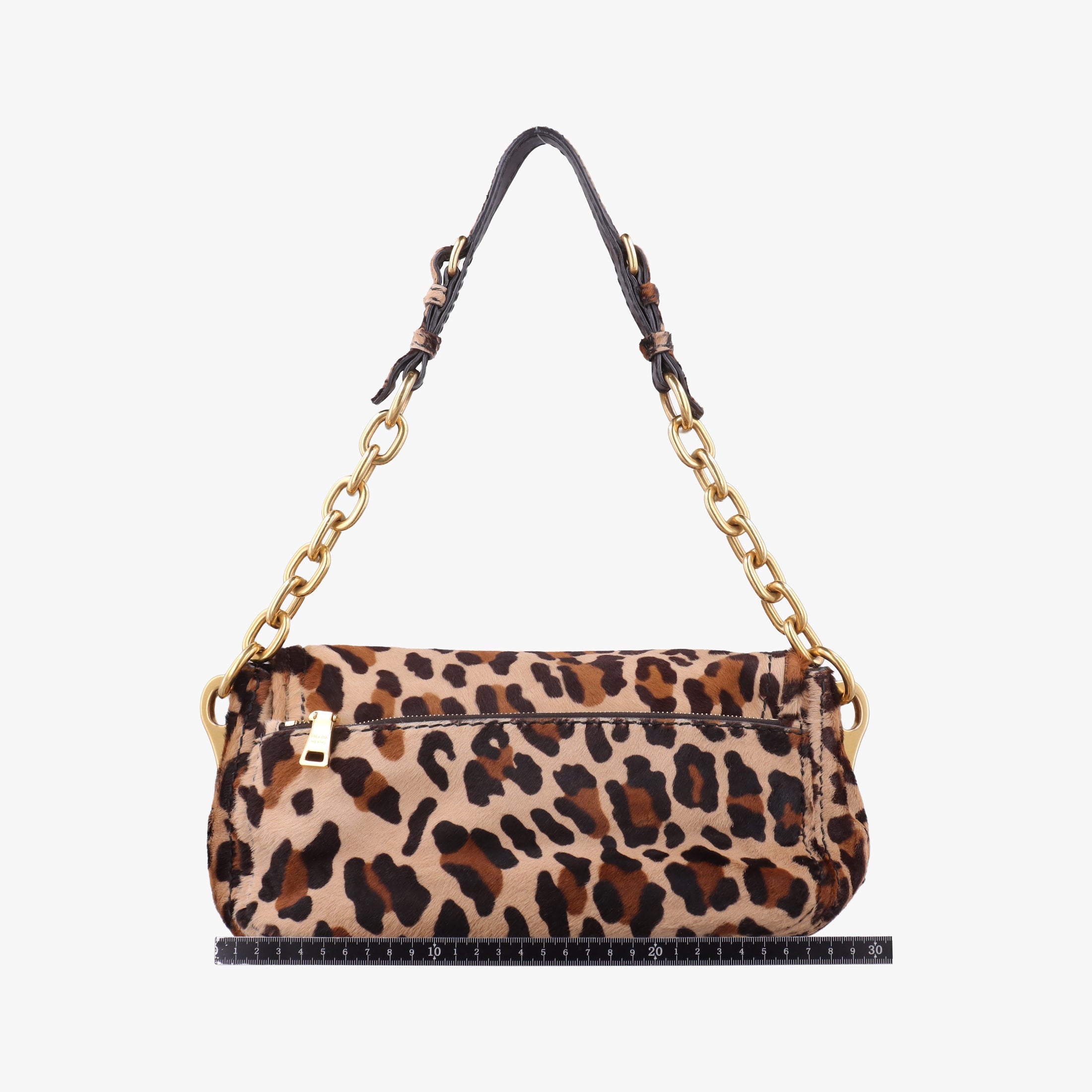Pre-owned Prada Leopard Print Brown×Multicolour ponyhair  shoulderbag | stylenewstar