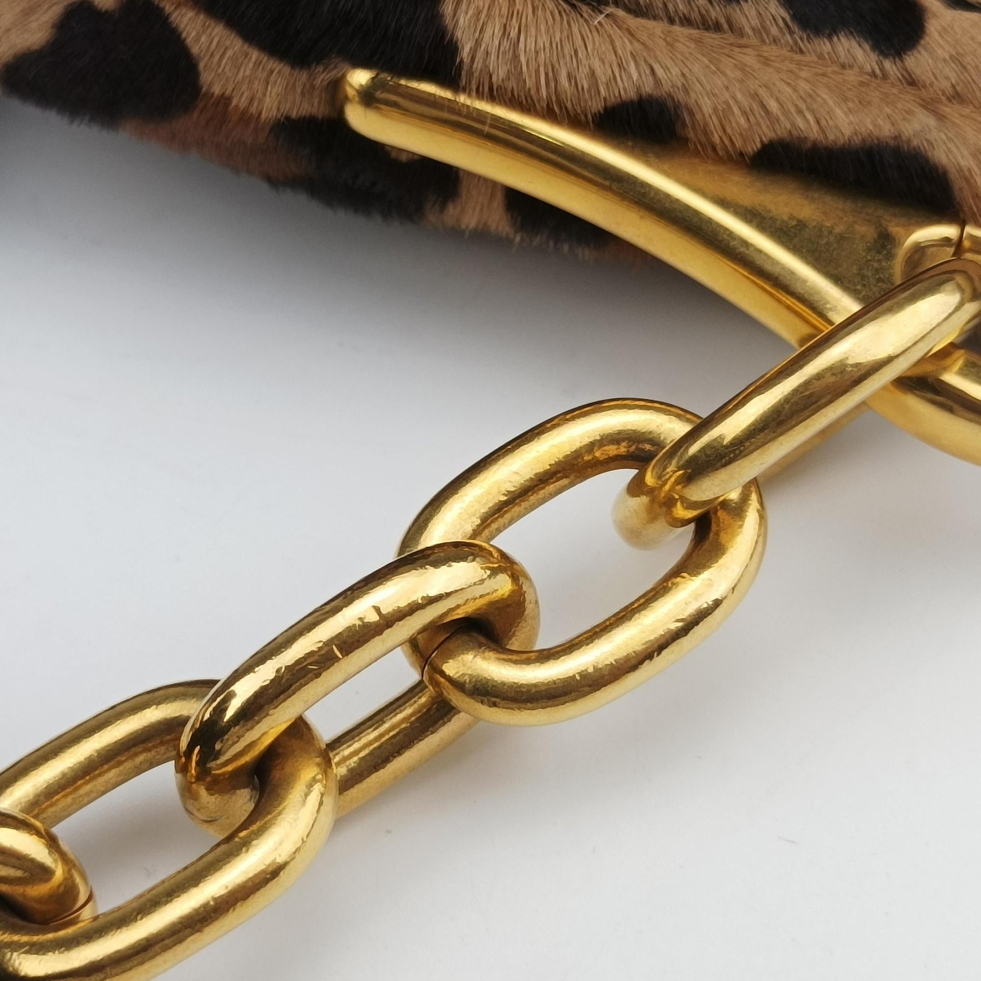 Pre-owned Prada Leopard Print Brown×Multicolour ponyhair  shoulderbag | stylenewstar