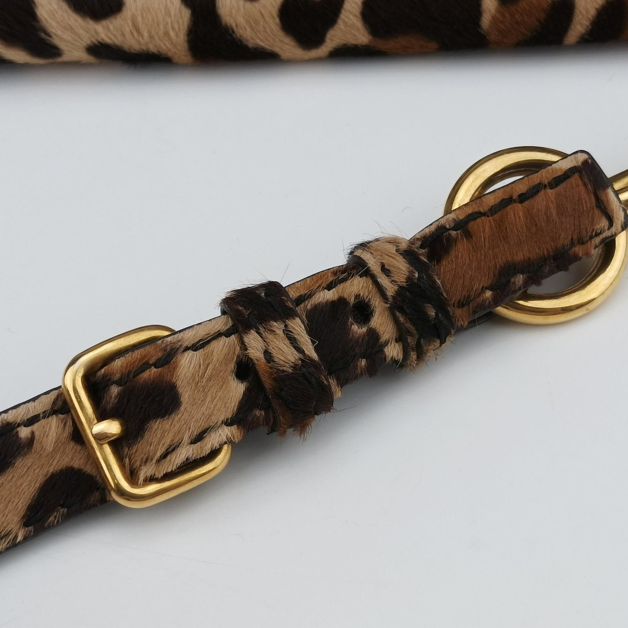 Pre-owned Prada Leopard Print Brown×Multicolour ponyhair  shoulderbag | stylenewstar
