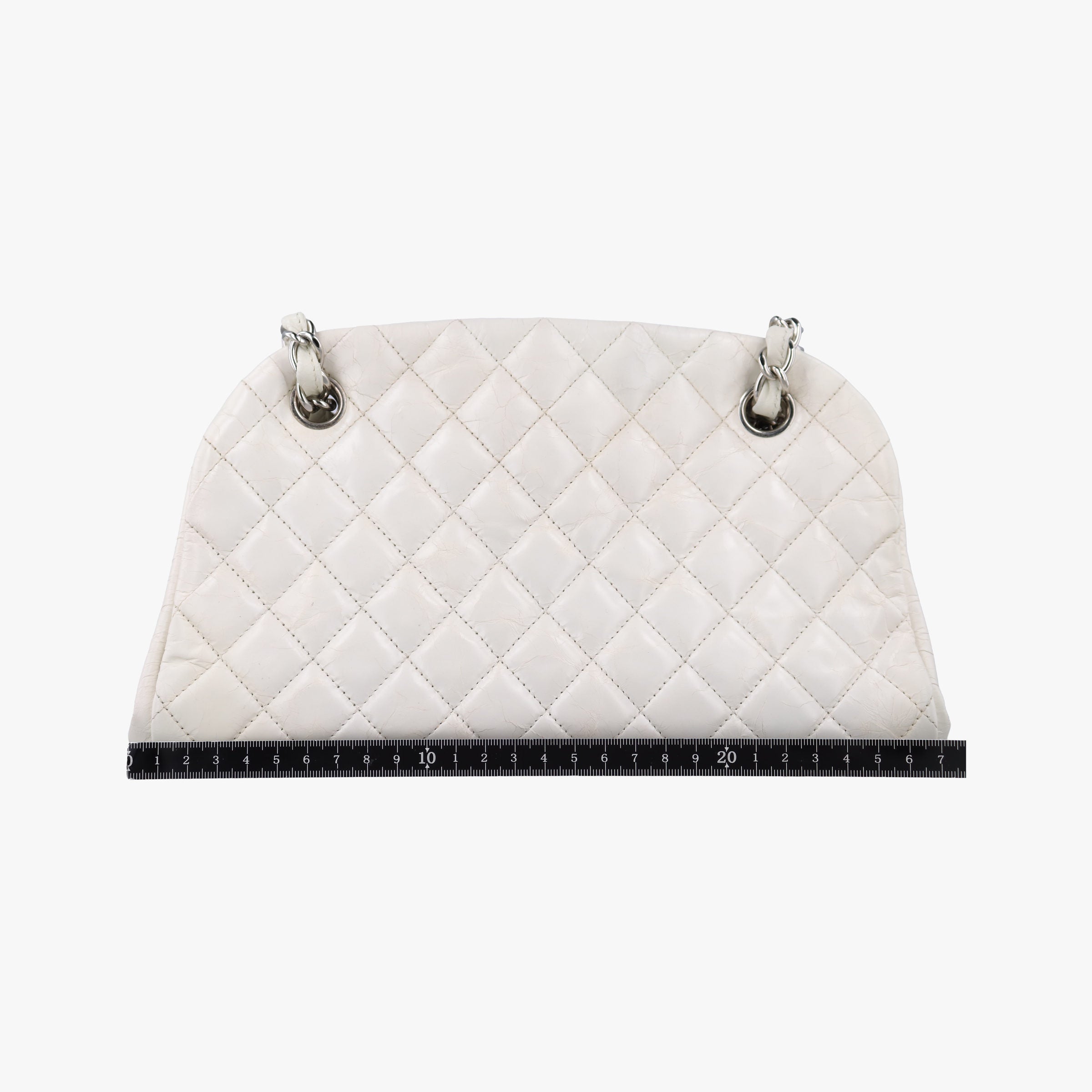Pre-owned Chanel Mademoiselle Bowling White Leather A66868 shoulderbag | stylenewstar