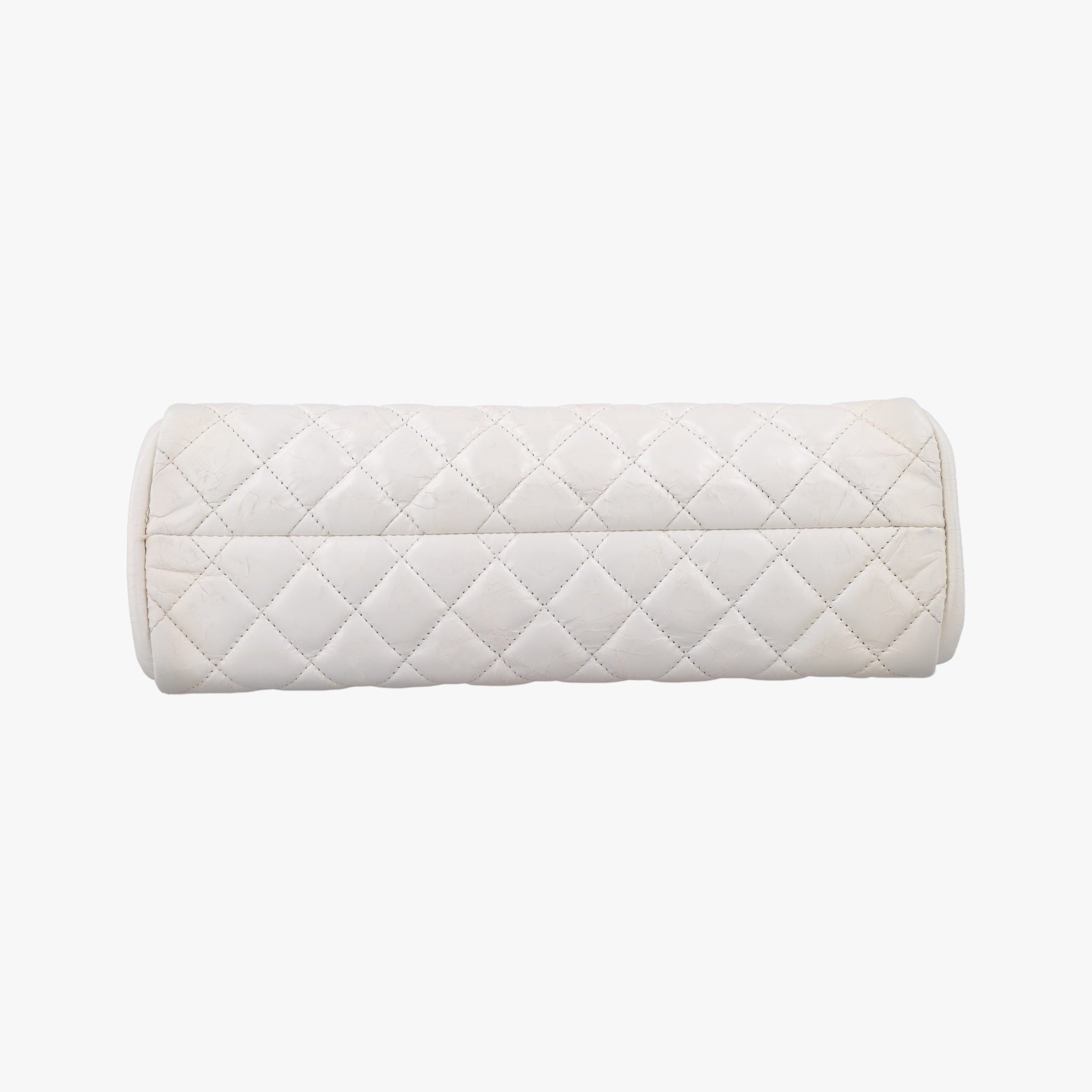 Pre-owned Chanel Mademoiselle Bowling White Leather A66868 shoulderbag | stylenewstar