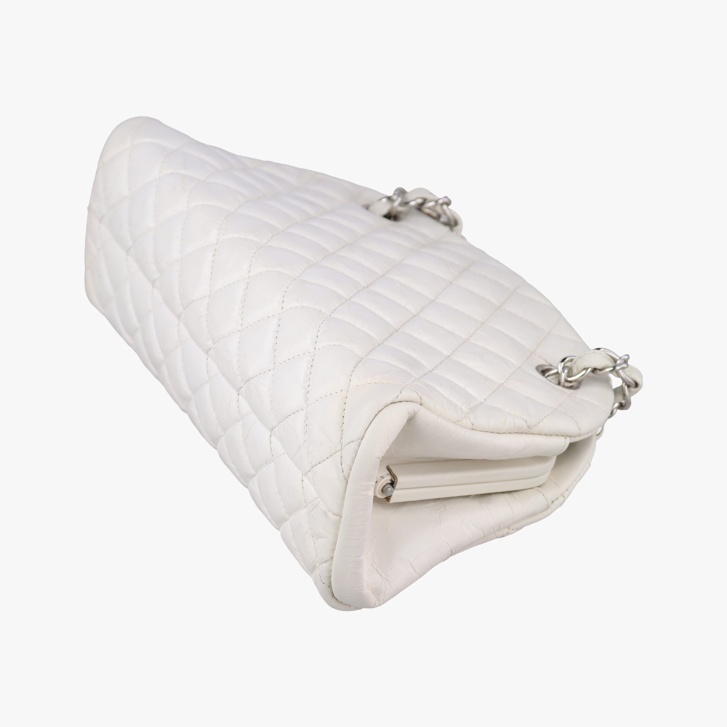 Pre-owned Chanel Mademoiselle Bowling White Leather A66868 shoulderbag | stylenewstar