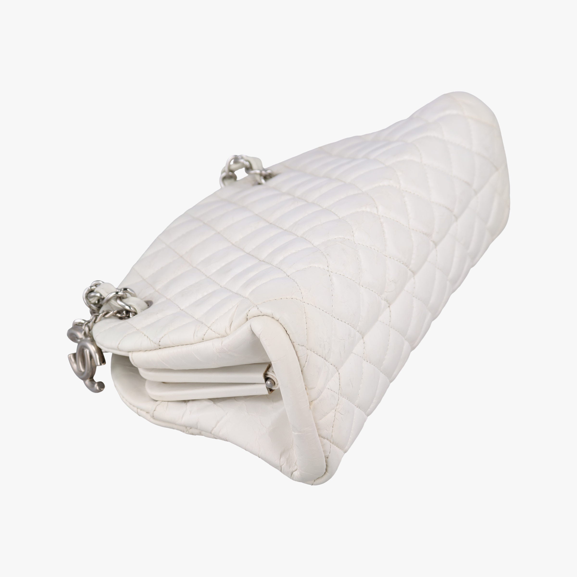 Pre-owned Chanel Mademoiselle Bowling White Leather A66868 shoulderbag | stylenewstar