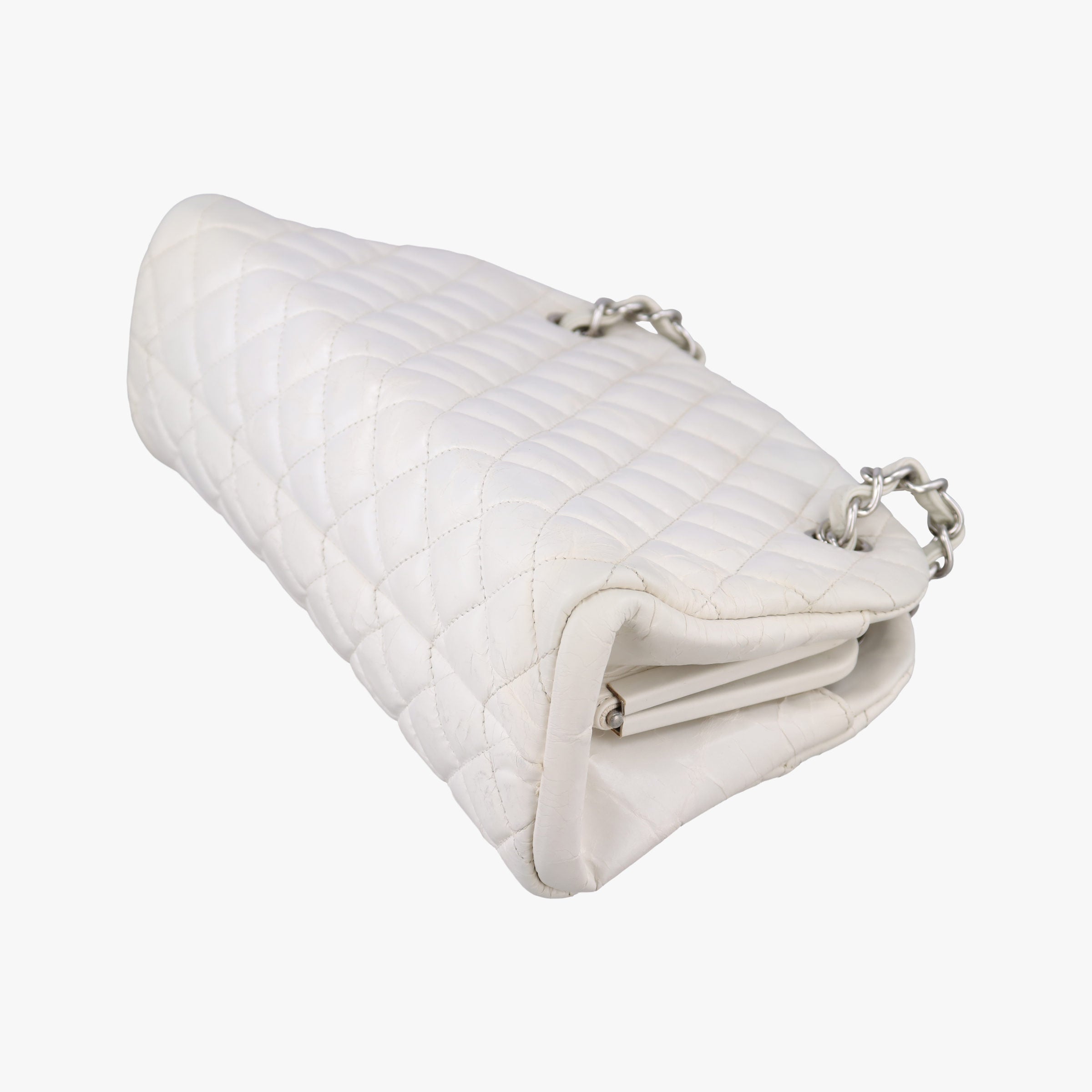 Pre-owned Chanel Mademoiselle Bowling White Leather A66868 shoulderbag | stylenewstar