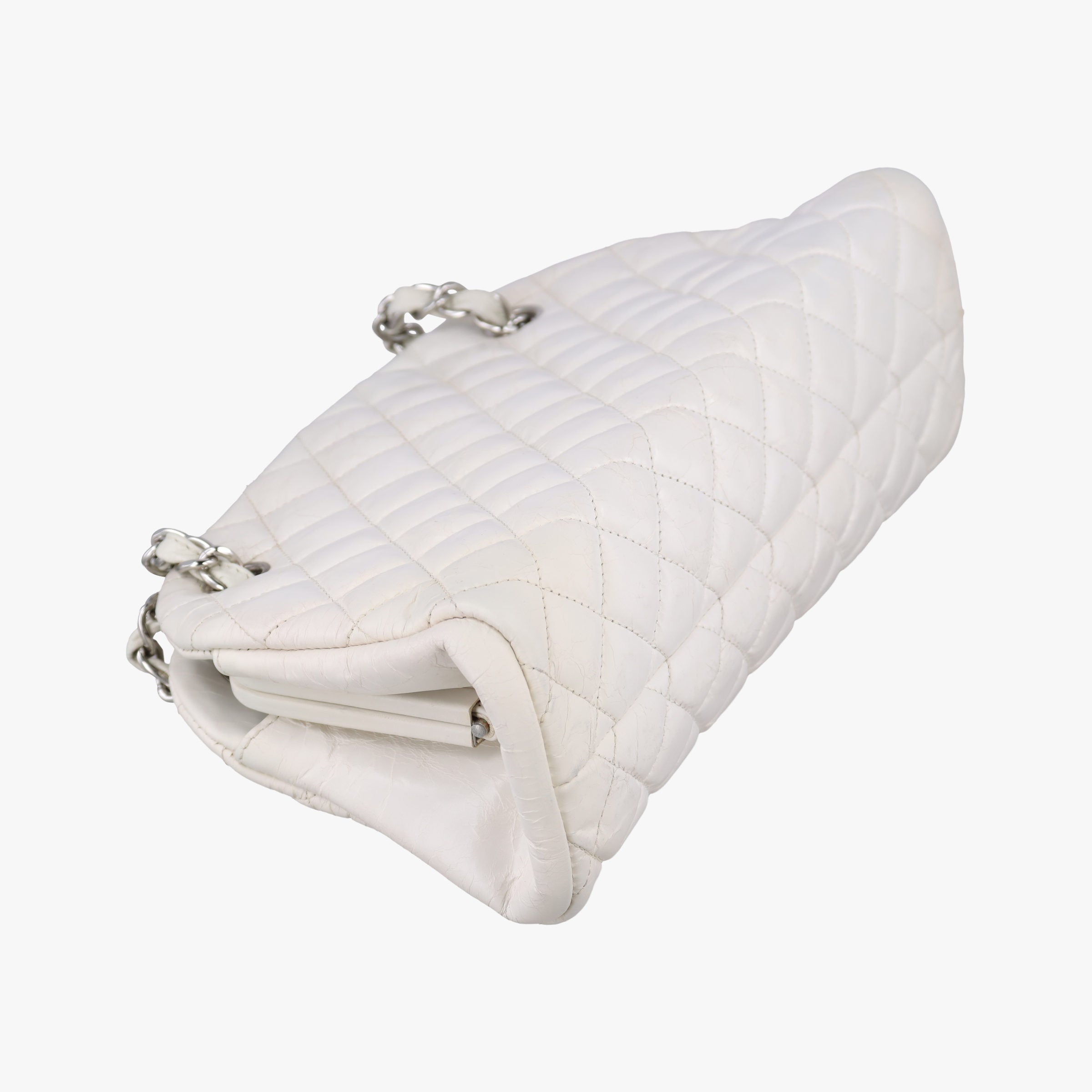 Pre-owned Chanel Mademoiselle Bowling White Leather A66868 shoulderbag | stylenewstar