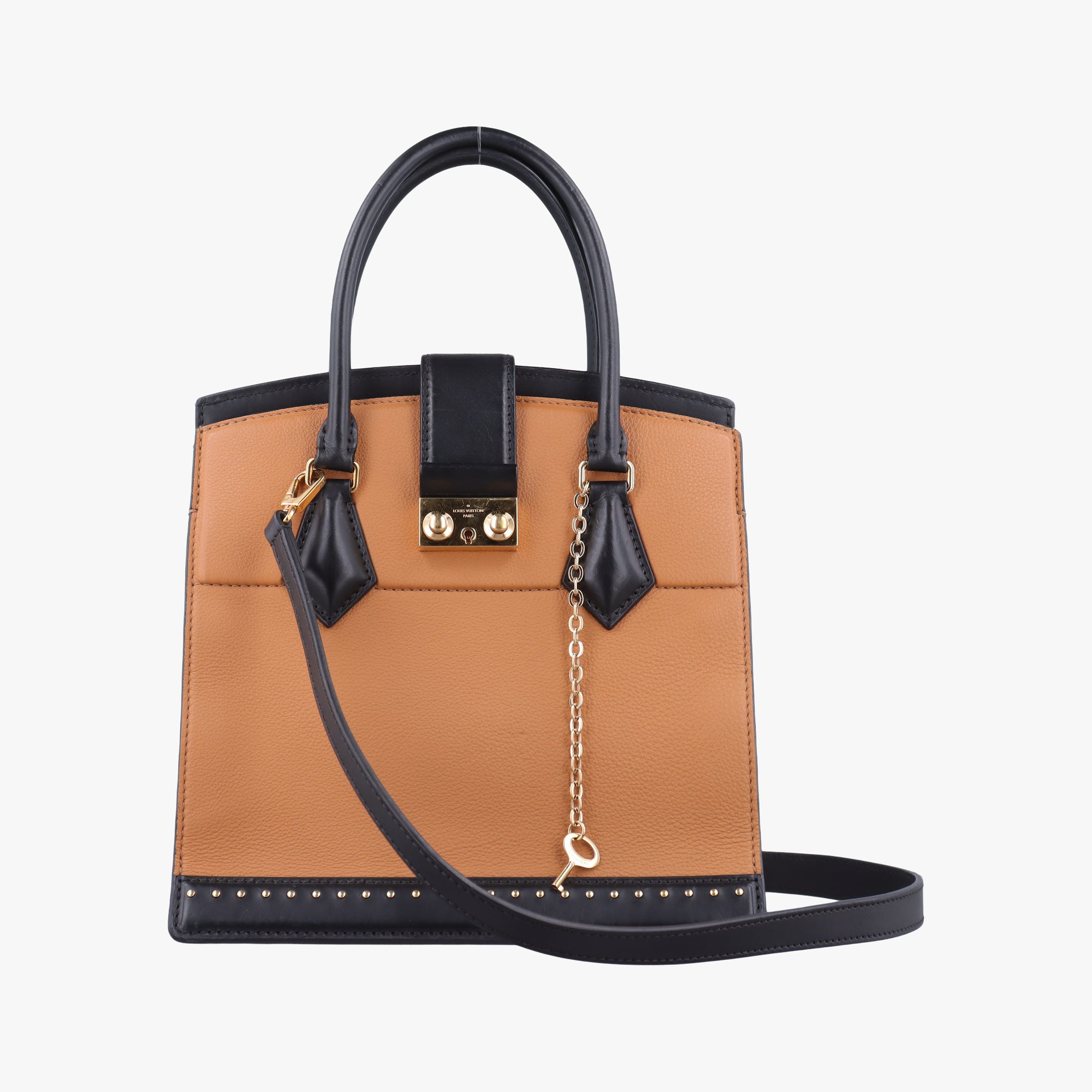 Pre-owned Louis Vuitton Studs Bicolor Beige×Black Leather M51654 shoulderbag | stylenewstar