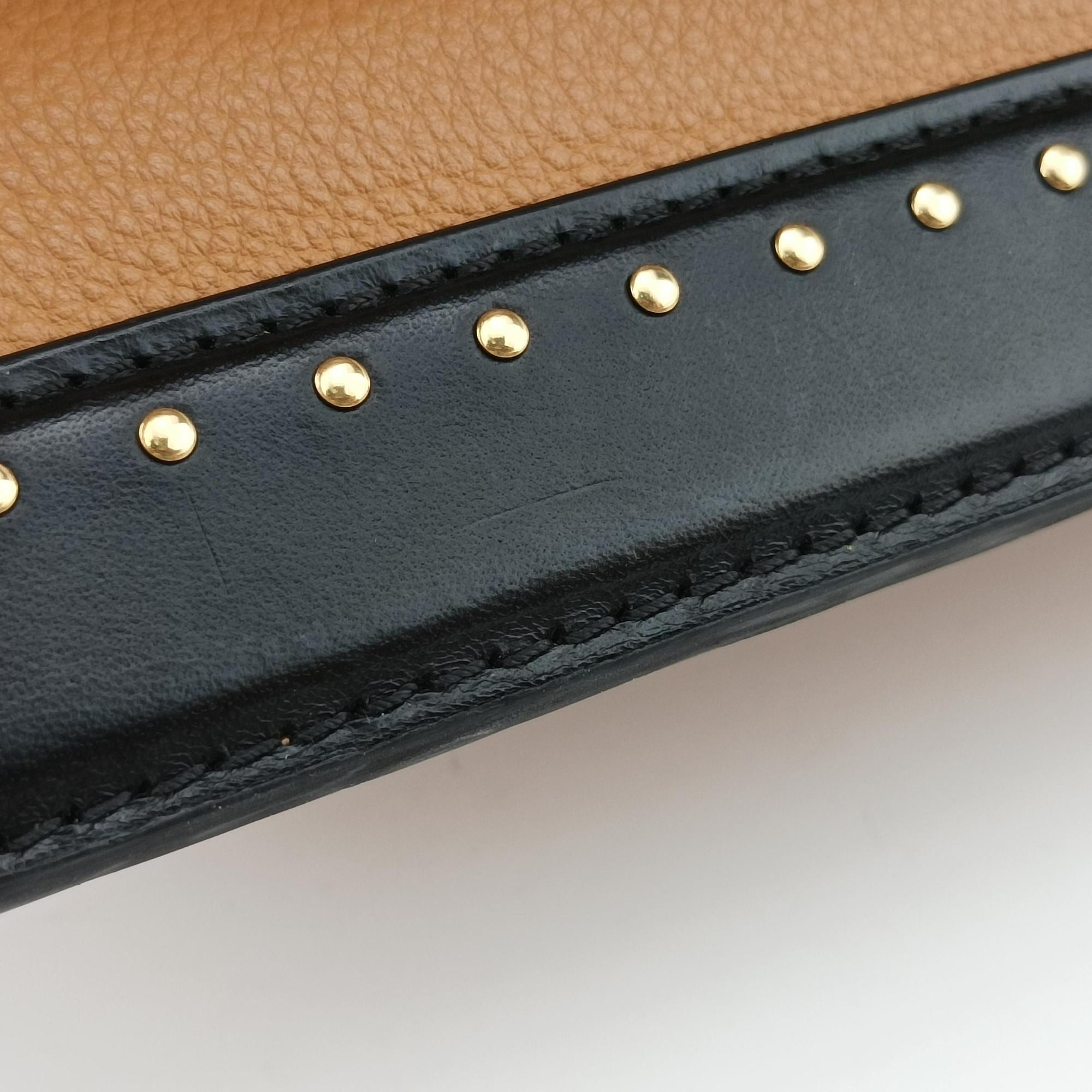 Pre-owned Louis Vuitton Studs Bicolor Beige×Black Leather M51654 shoulderbag | stylenewstar