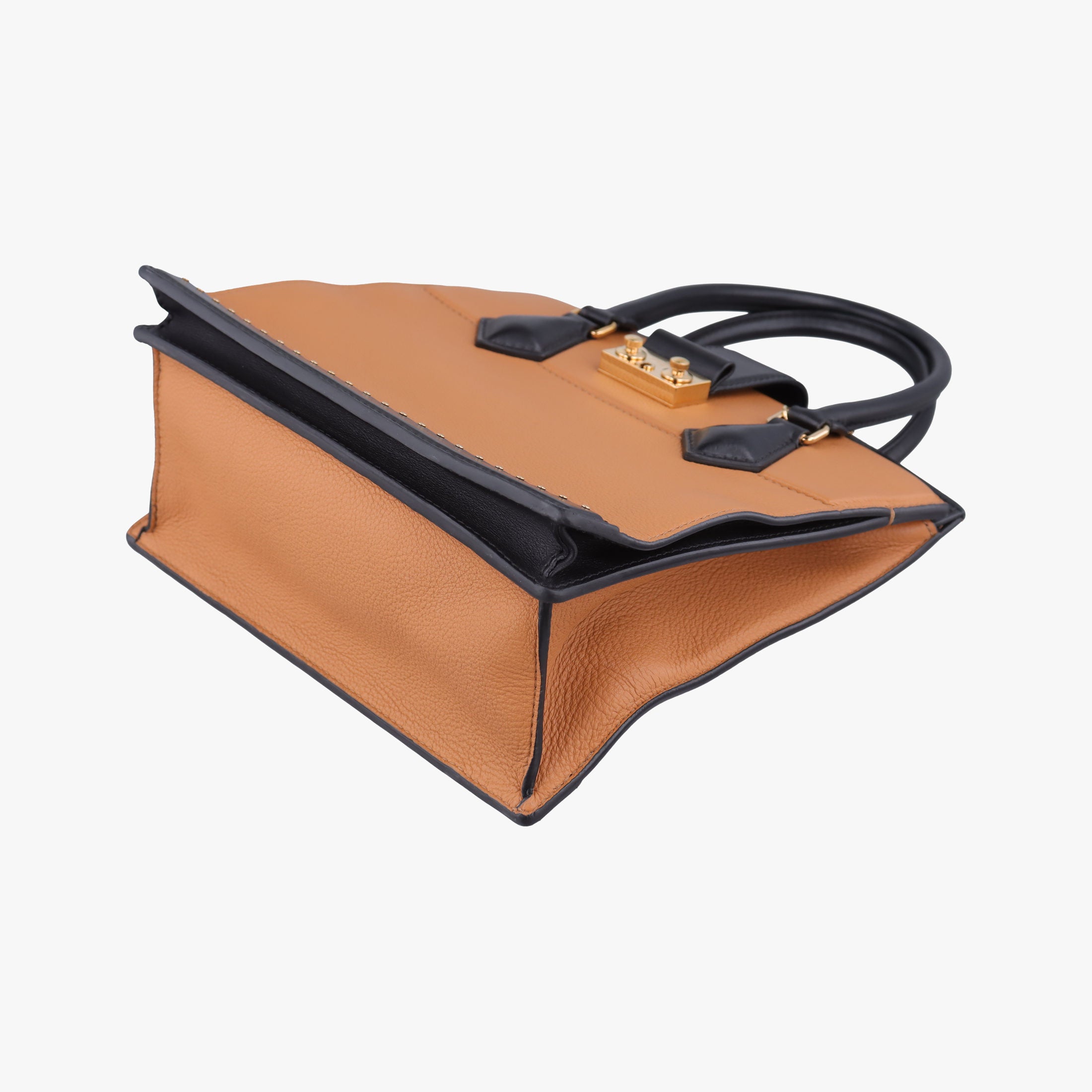 Pre-owned Louis Vuitton Studs Bicolor Beige×Black Leather M51654 shoulderbag | stylenewstar
